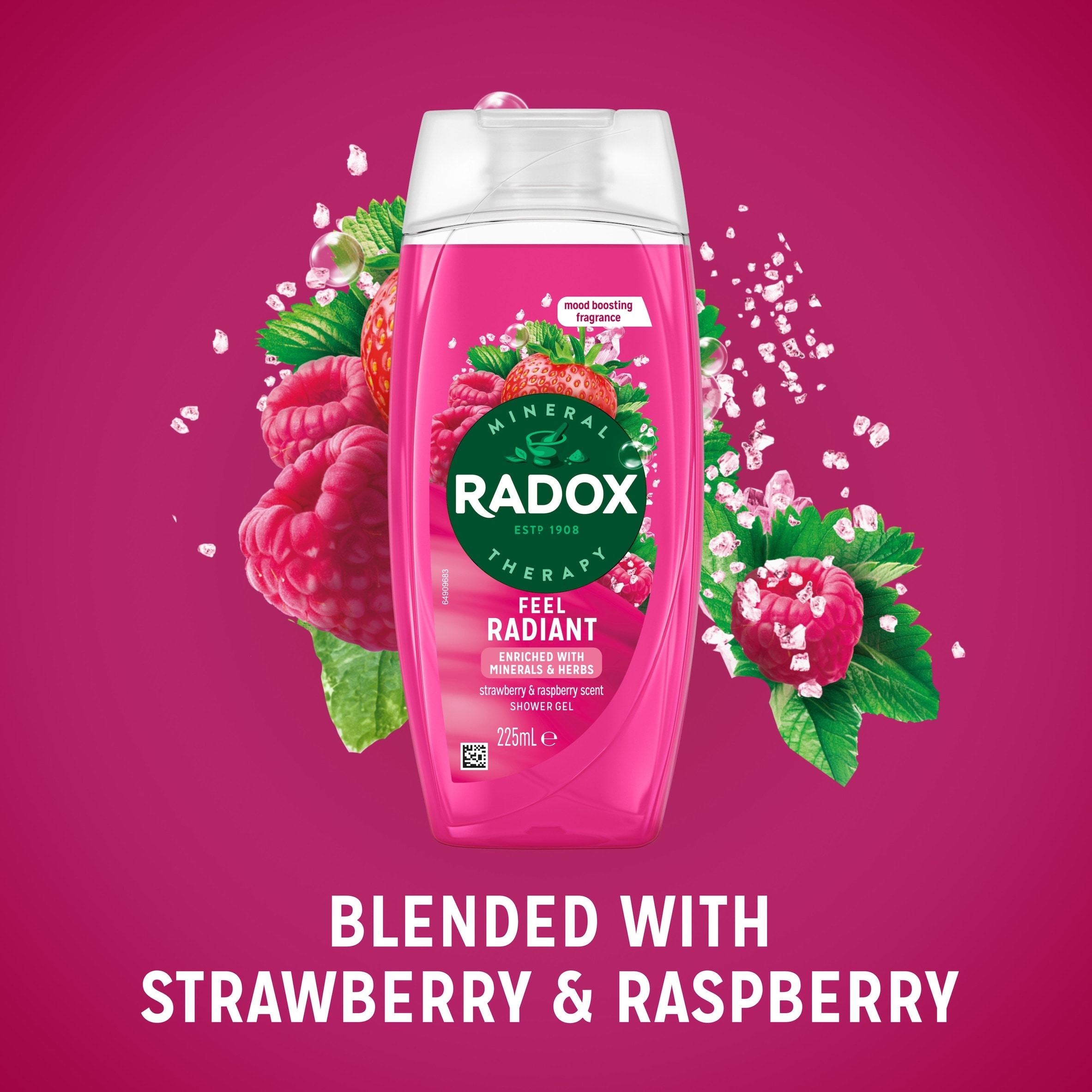 Radox Strawberry Feel Radiant Shower Gel Body Wash 225ml thumbnail 2