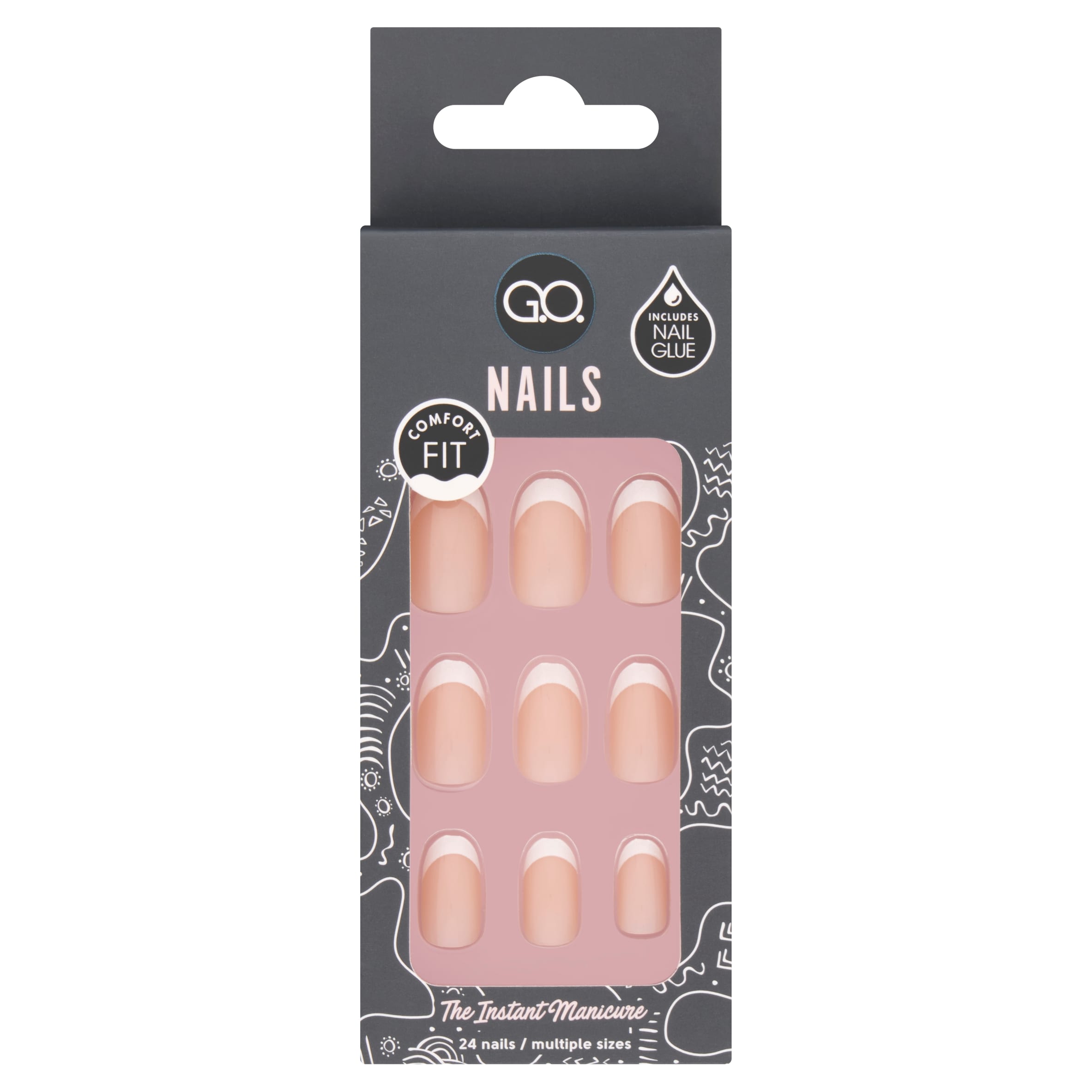 G.O. Classic French Almond Nails 24 Pack