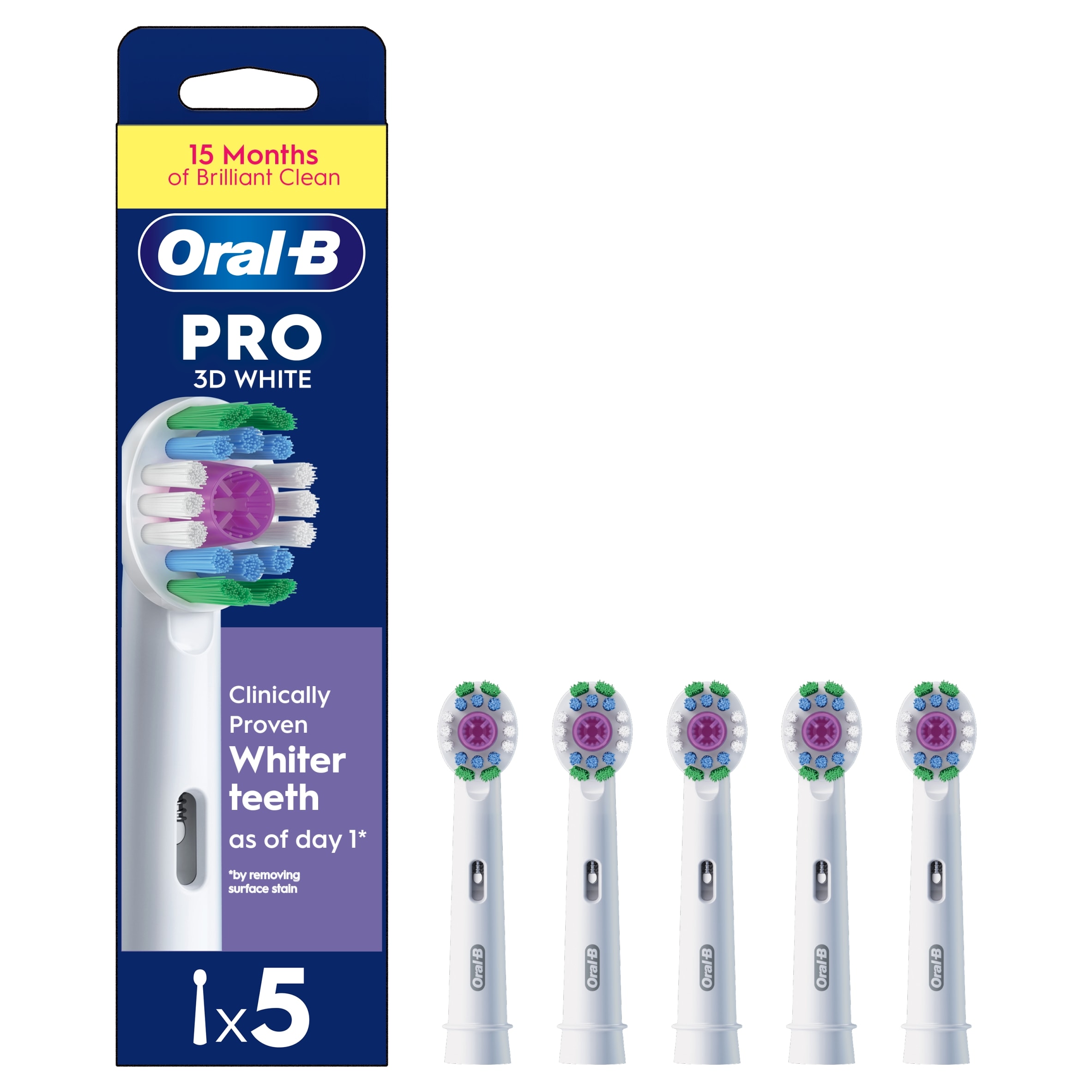 Oral-B Pro 3D White Replacement Electric Toothbrush Heads 5 pack