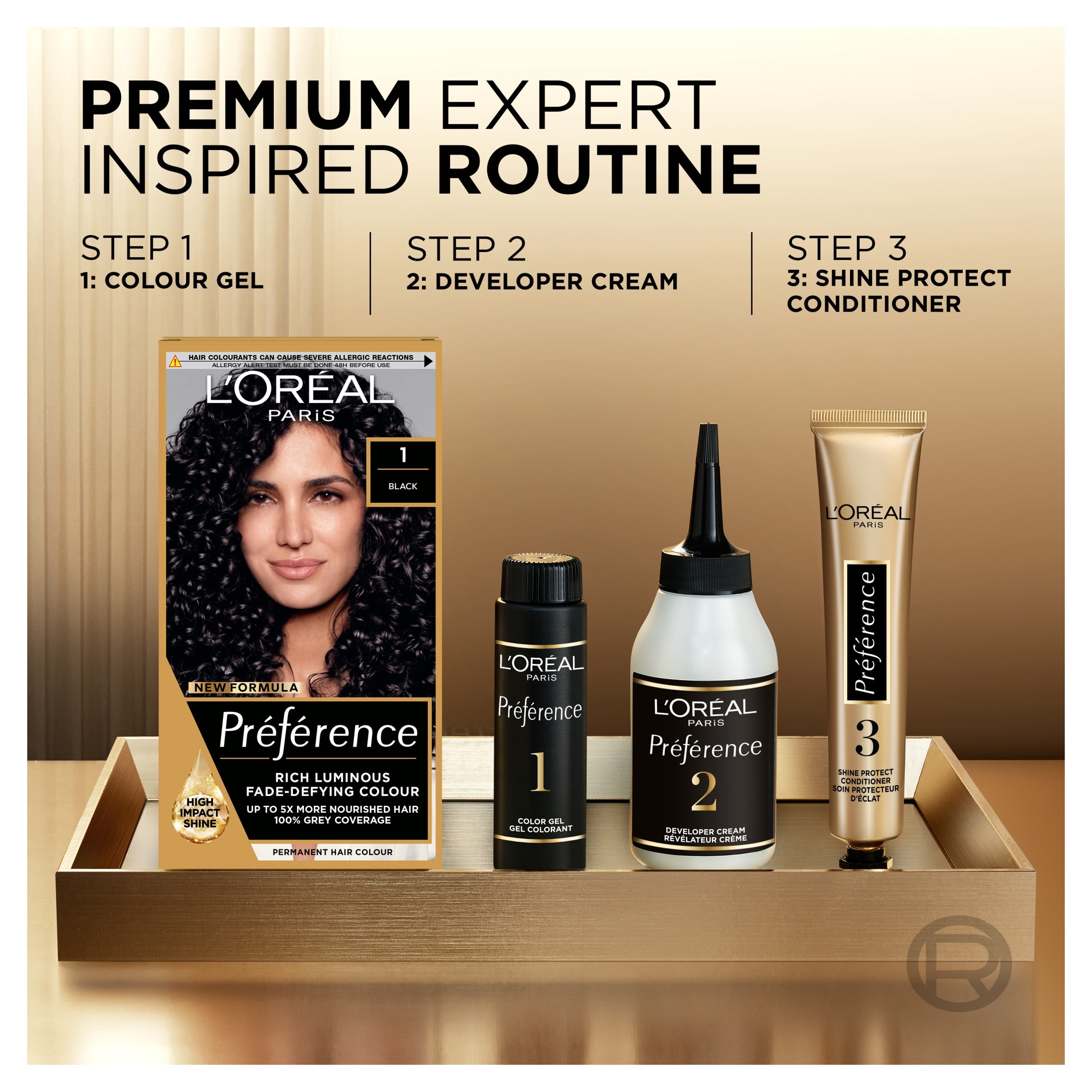 L'Oreal Paris Preference Core 1 Napoli Permanent Hair Dye thumbnail 3