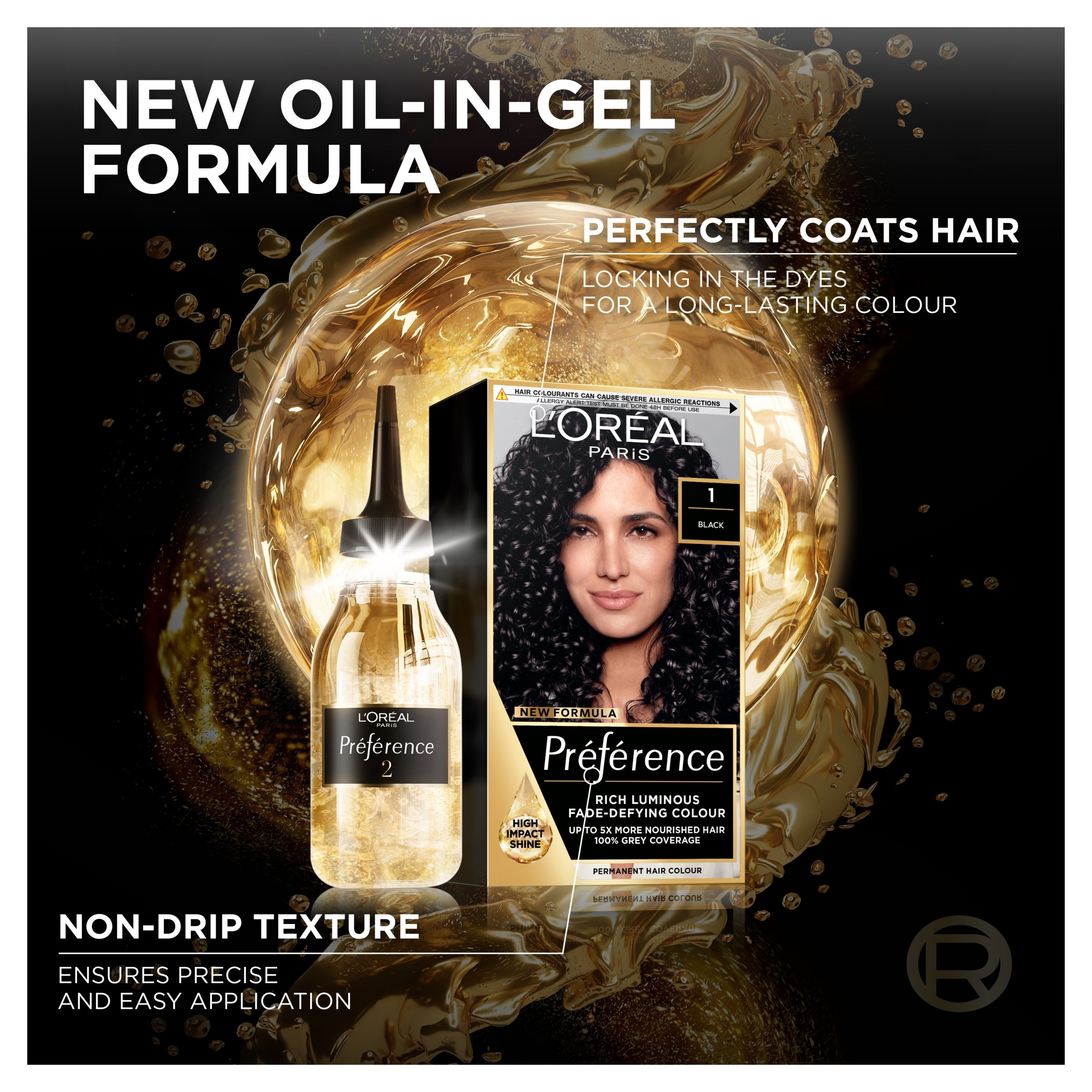 L'Oreal Paris Preference Core 1 Napoli Permanent Hair Dye thumbnail 4