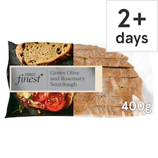 Tesco Finest Sliced Green Olive & Rosemary Sourdough Bread 400g