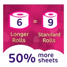Cushelle Quilted Raspberry & Rhubarb Toilet Tissue 6 Rolls thumbnail 2