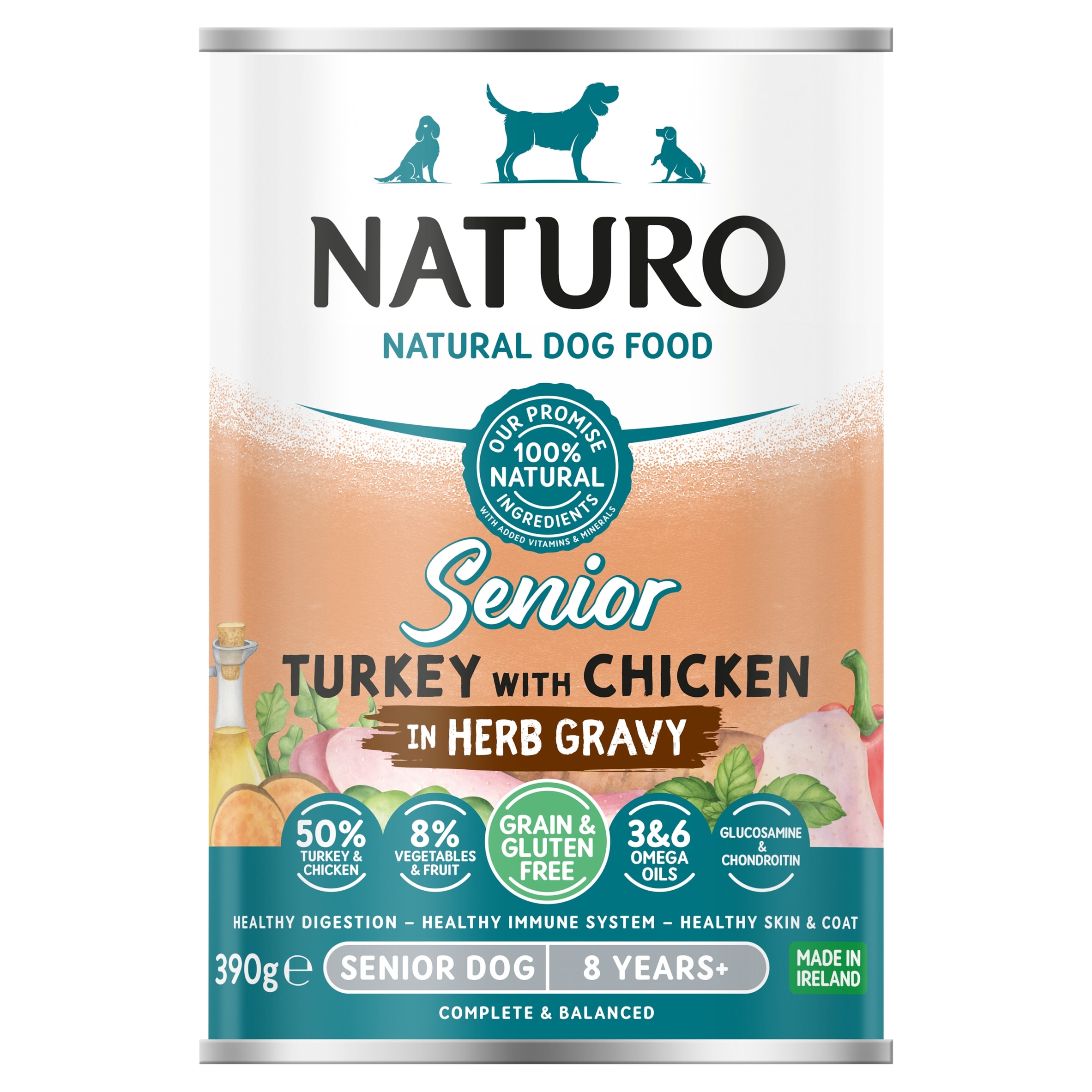 Naturo Senior Turkey & Chicken In Gravy Dog Food 390G