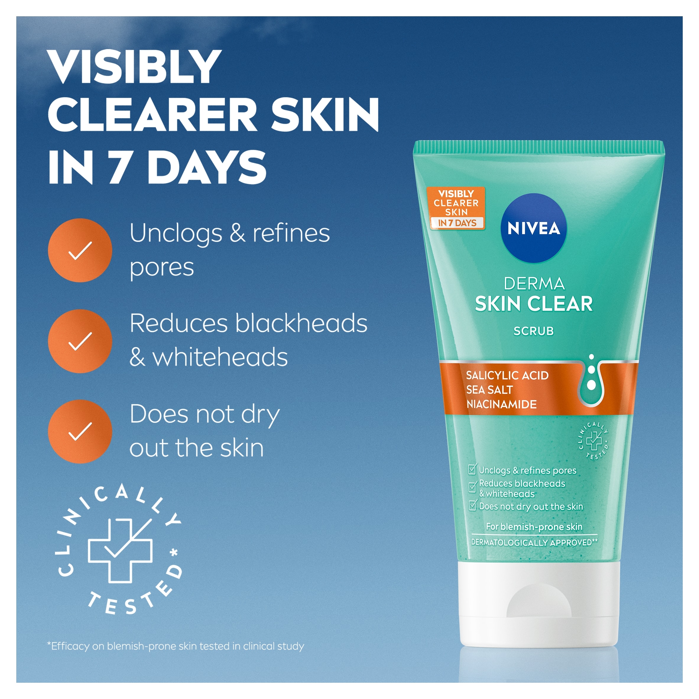 NIVEA Derma Skin Clear Non Blemish Face Scrub 150ml thumbnail 4