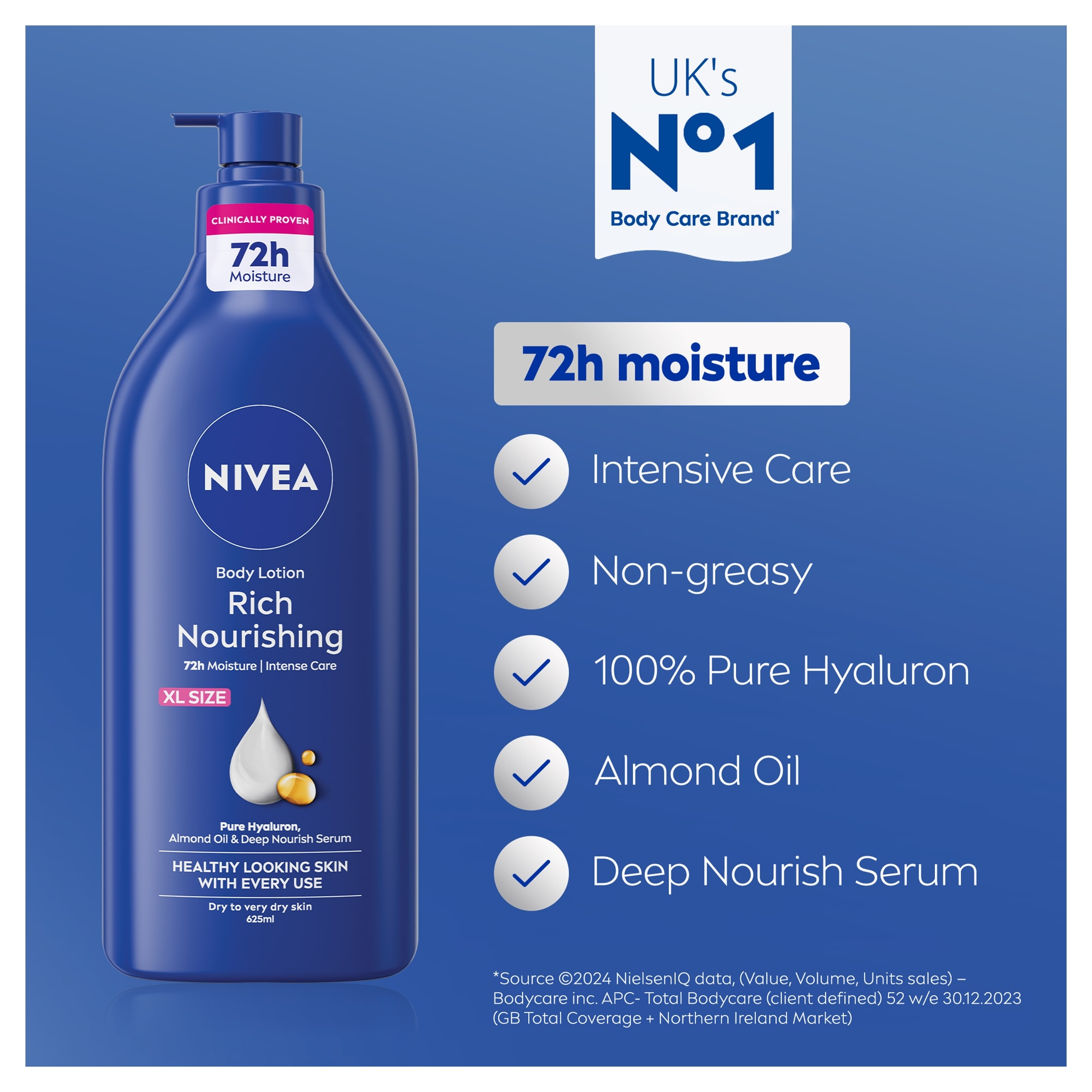 NIVEA Rich Nourishing Body Lotion Dry Skin 625ml thumbnail 2