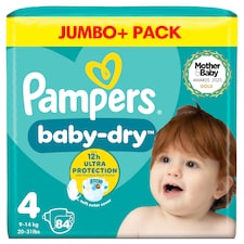 Pampers Baby Dry Size 4 Nappies Jumbo+ 84 Pack