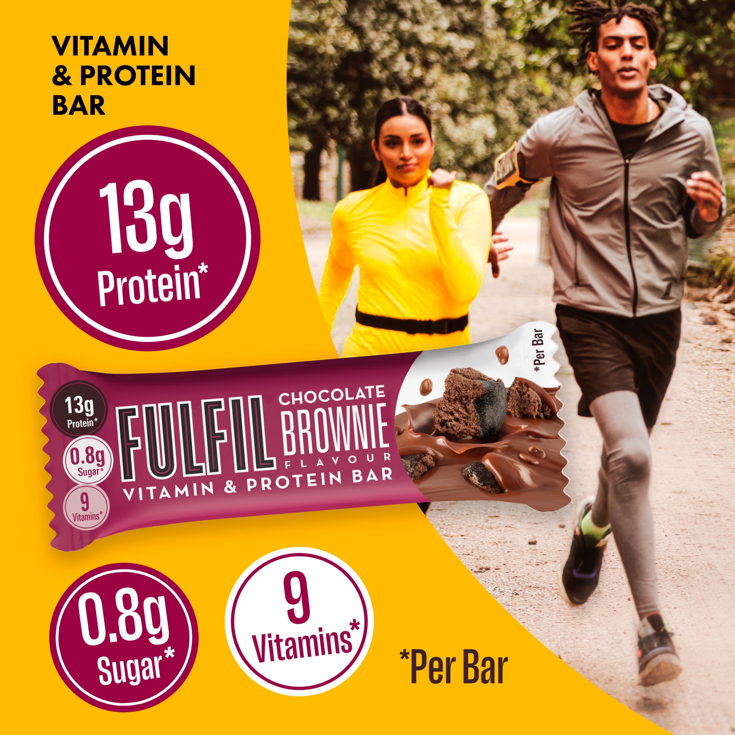 Fulfil Chocolate Brownie Flavour Vitamin & Protein Bar 40g thumbnail 2
