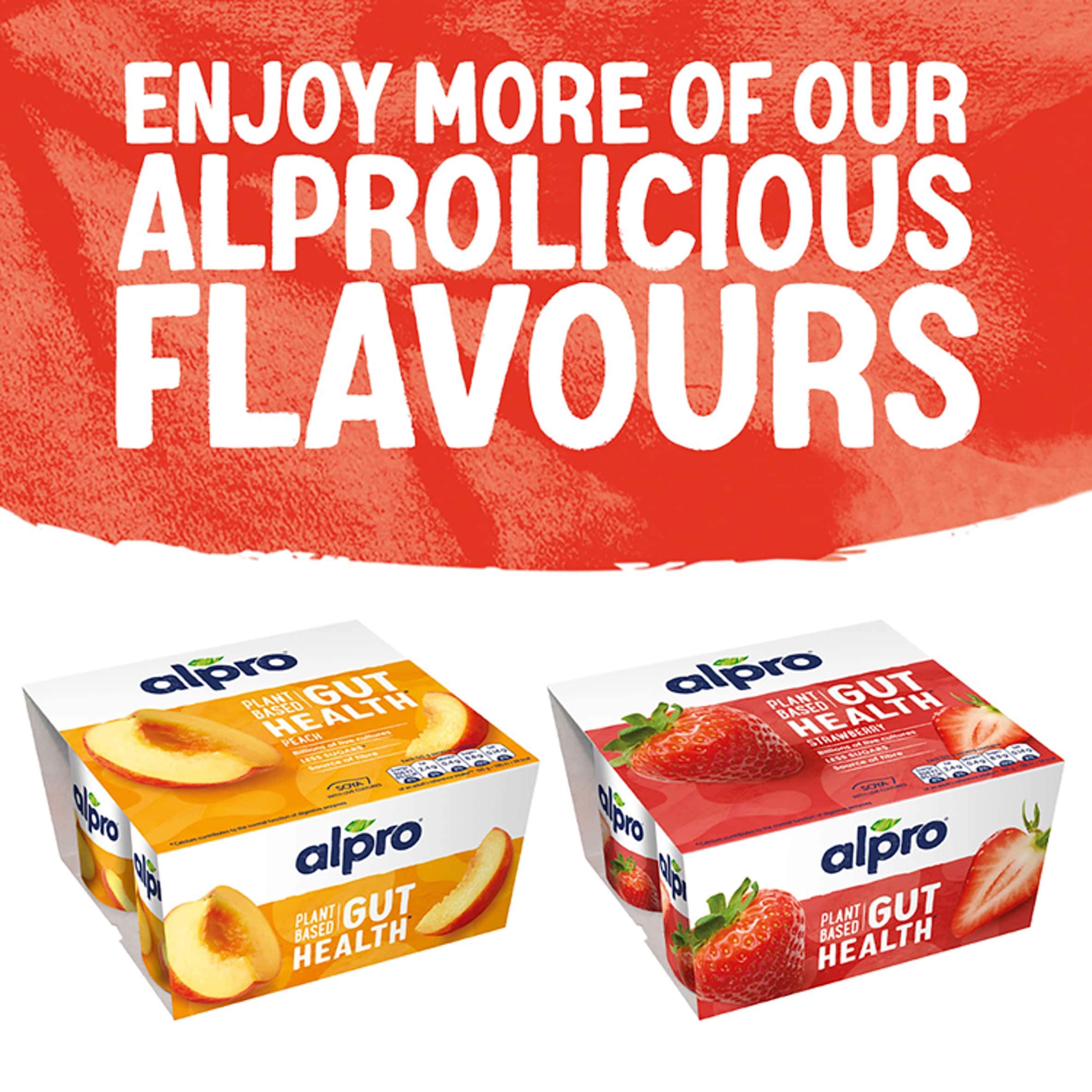 Alpro Strawberry Gut Health Dairy Free Soya Yoghurt Alternative 4x125g thumbnail 5