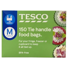 Tesco Medium Tie Handle Food & Freezer Bags 150 Pack