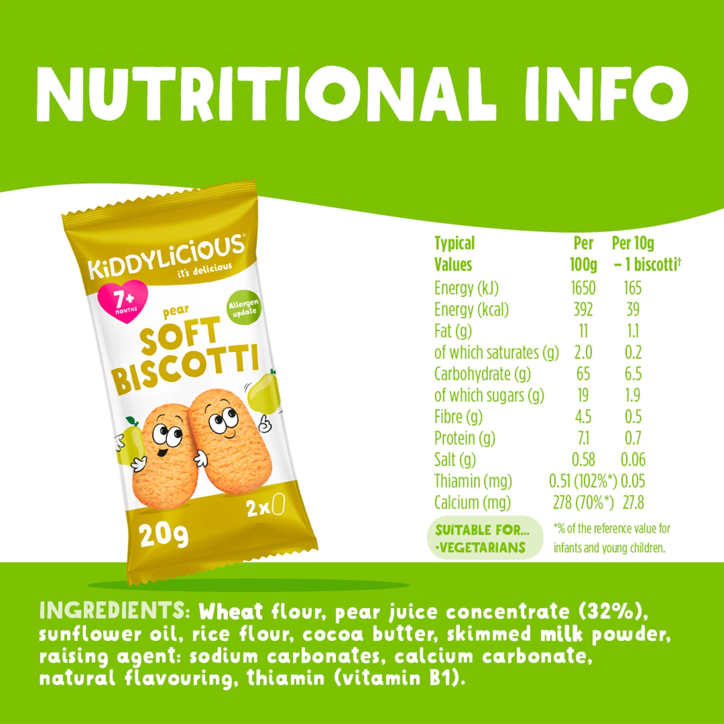 Kiddylicious Pear Soft Biscotti 6x20g thumbnail 3