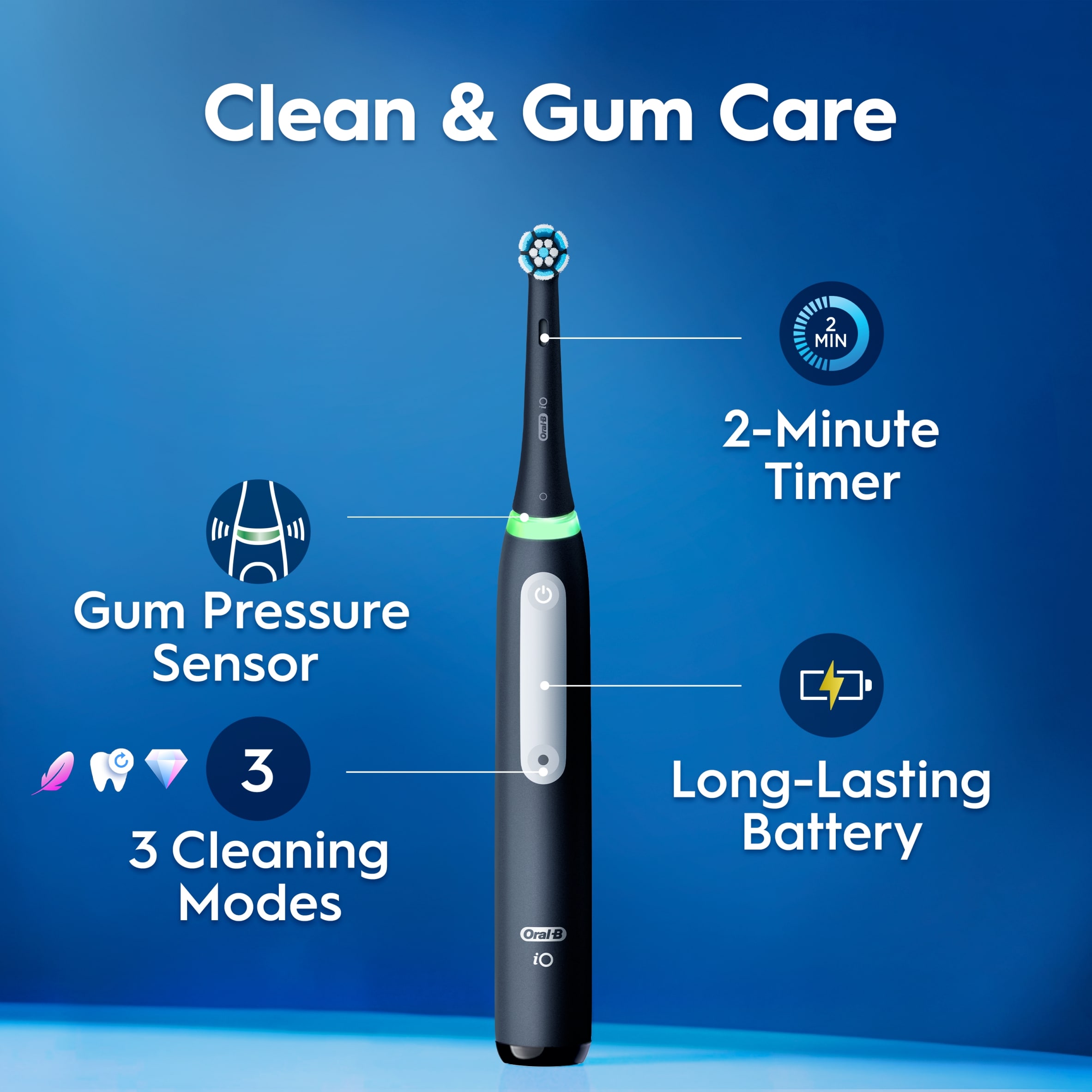 Oral-B Io3 Matte Black Electric Toothbrush Plus Travel Case thumbnail 3