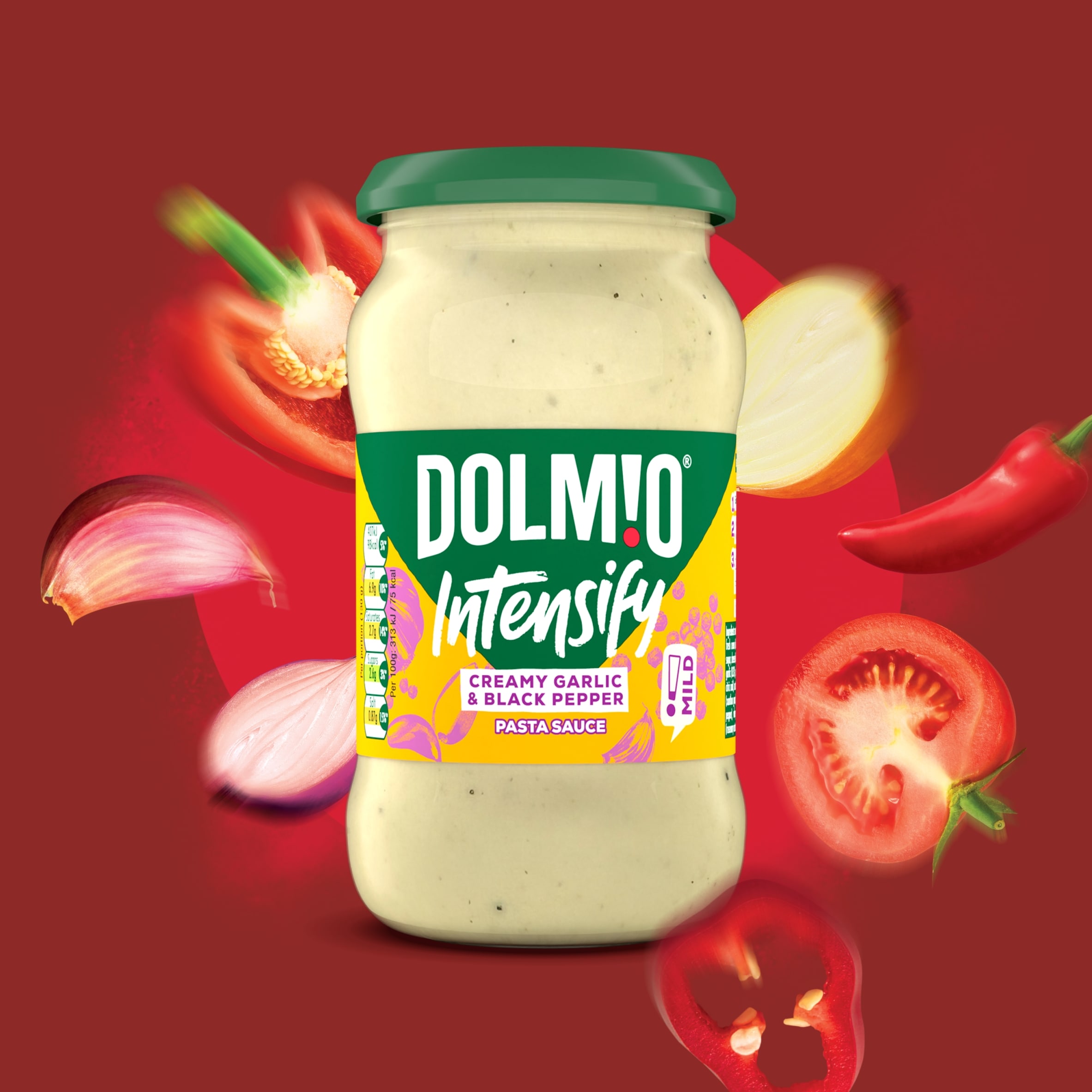 Dolmio Intensify Pasta Sauce Creamy Garlic & Black Pepper 390g thumbnail 2