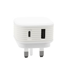 Juice 30W Dual Port USB C and USB A Mains Home Phone Charger Plug White thumbnail 2