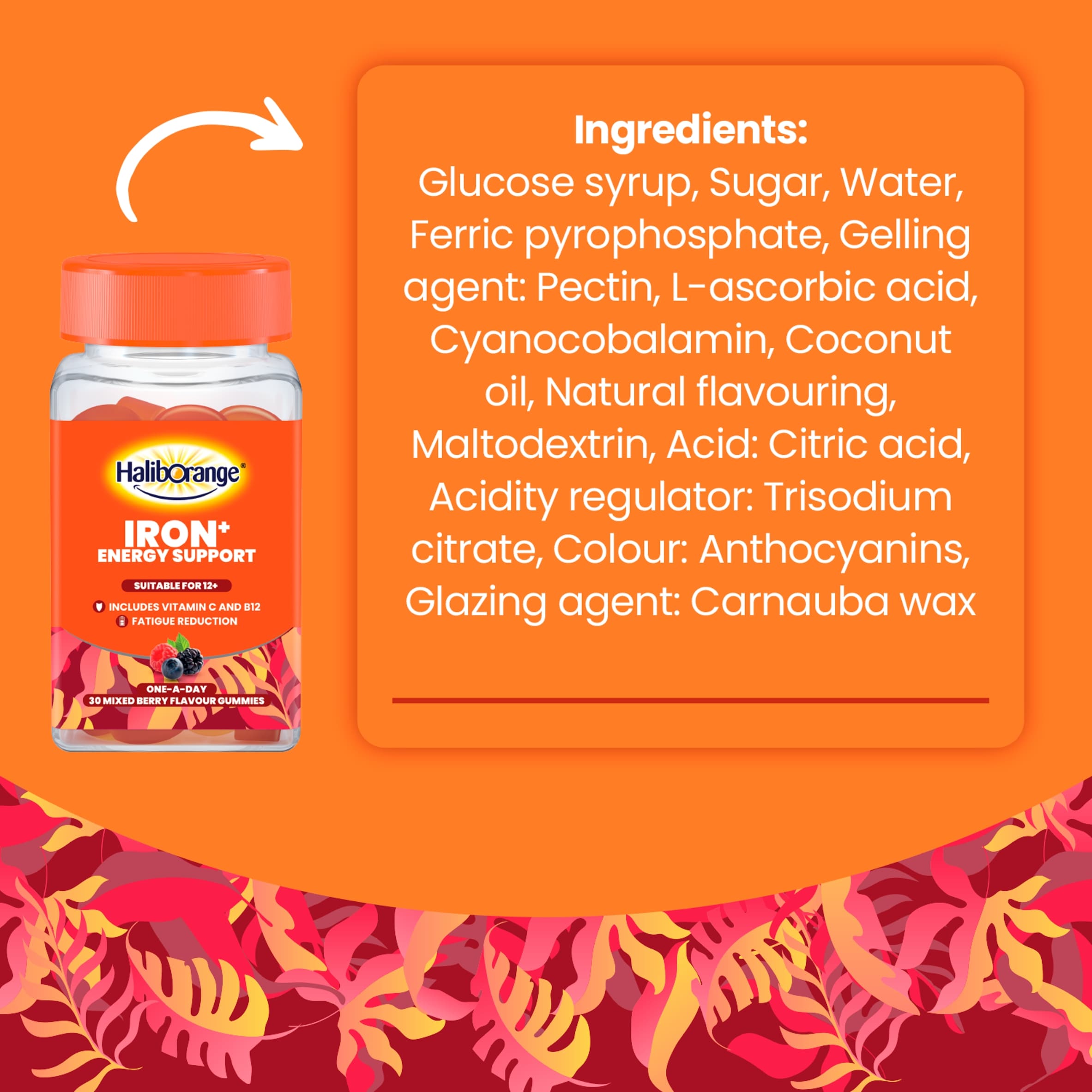 Haliborange Iron+ Energy Support Mixed Berry Gummies 30s thumbnail 4