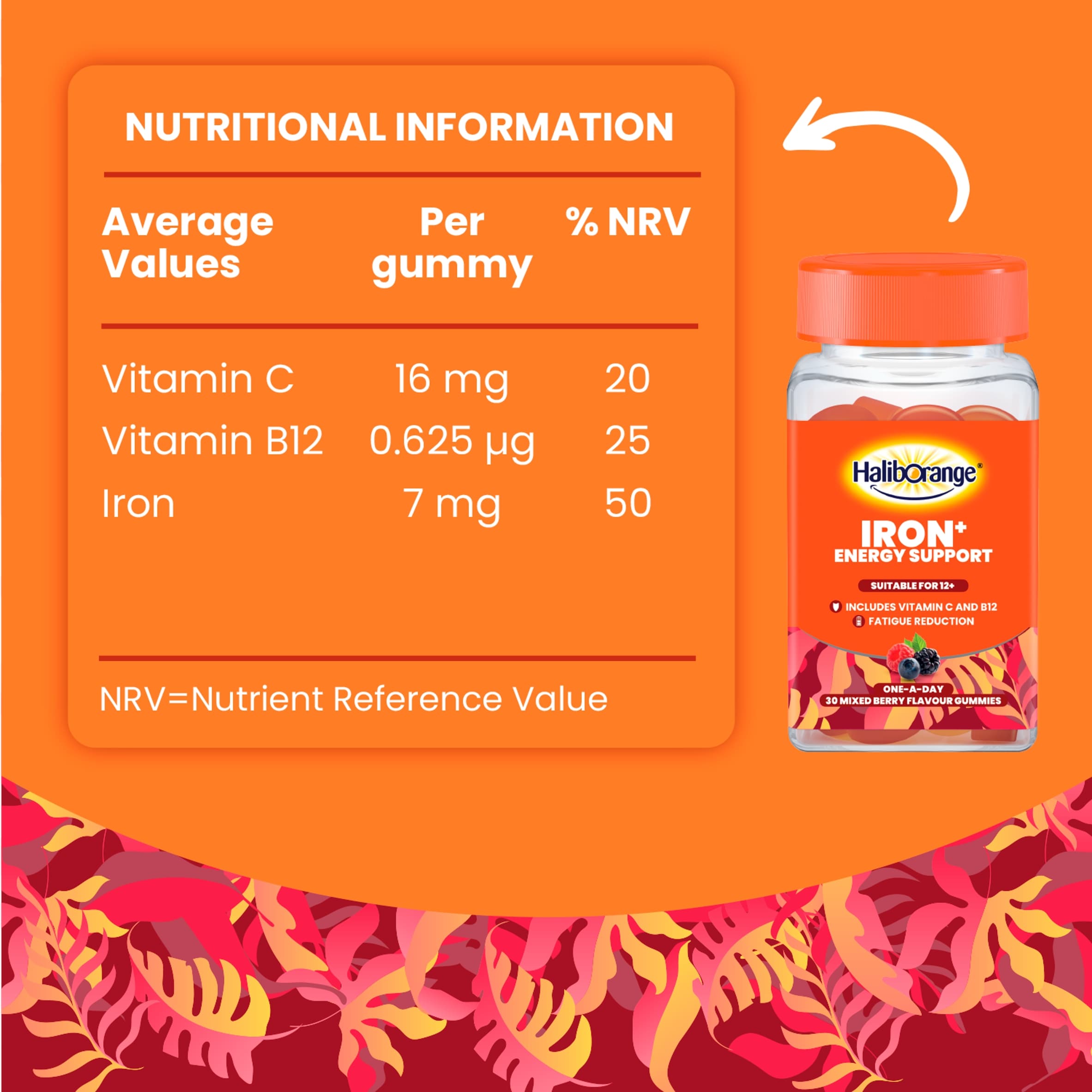Haliborange Iron+ Energy Support Mixed Berry Gummies 30s thumbnail 5