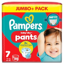 Pampers Baby-Dry Nappy Pants Size 7 Jumbo+ Pack 50 Pack