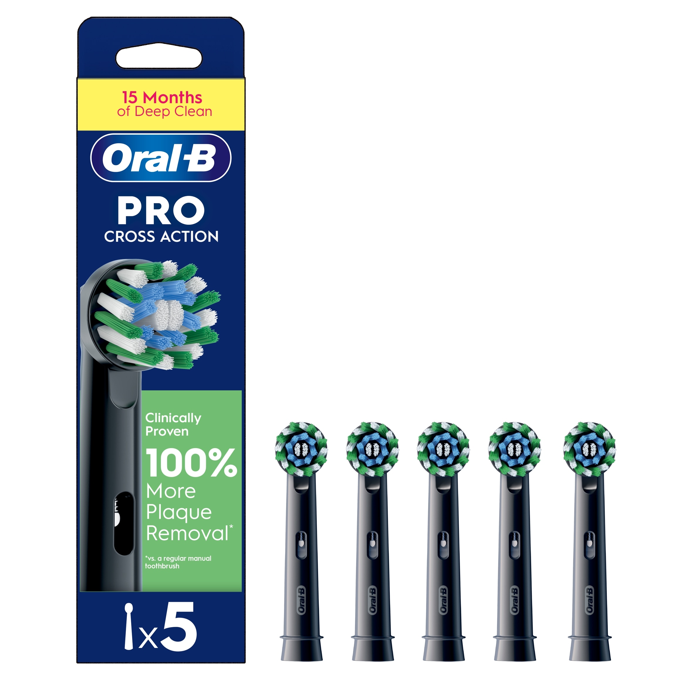 Oral-B Pro Cross Black Electric Toothbrush Replacement Heads 5 Pack