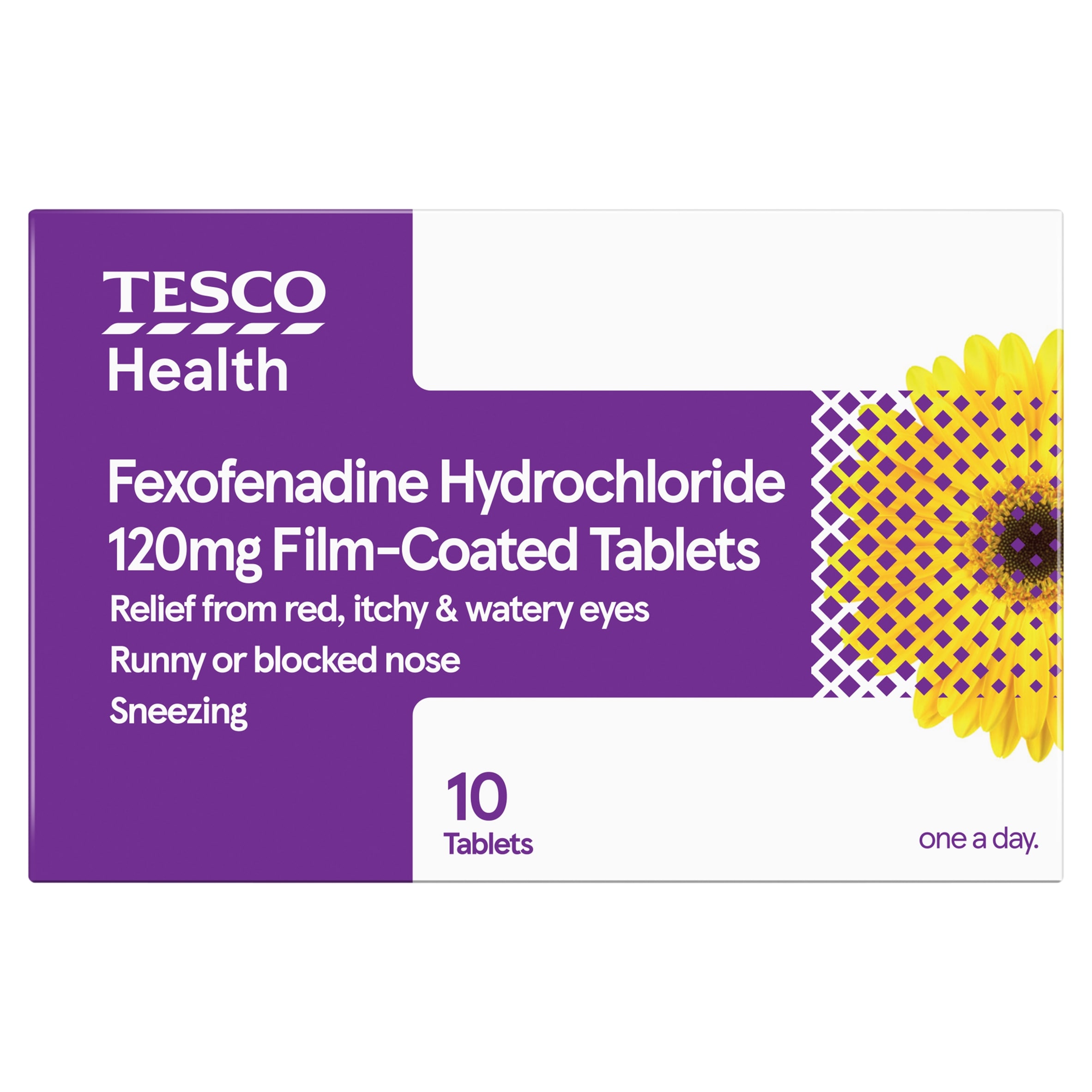 Tesco Health Fexofenadine Hydrochloride 120 Film Coated 10 Tablets