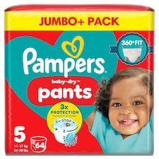 Pampers Baby Dry Nappy Pants Size 5 Jumbo+ 64 Pack