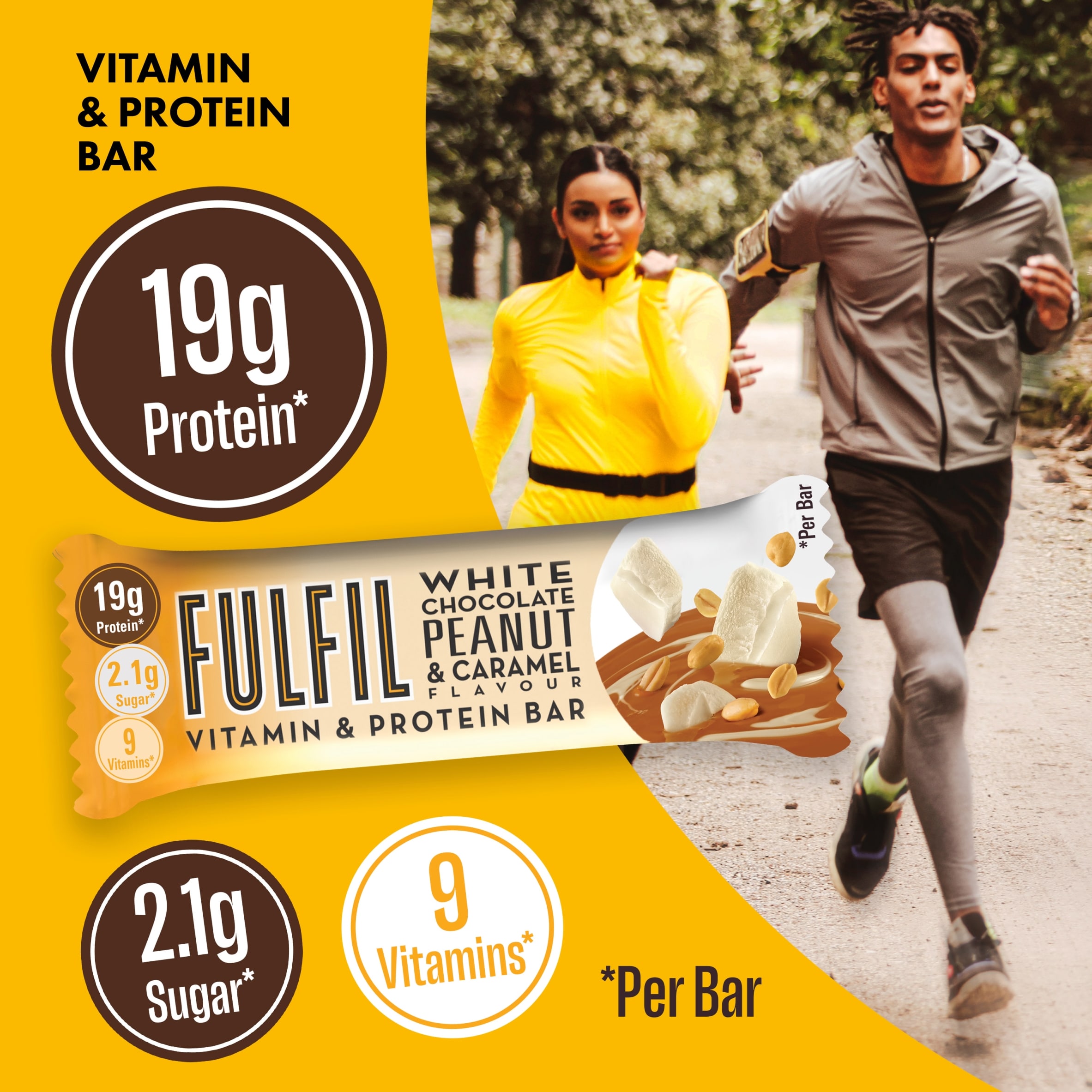 Fulfil Vitamin & Protein Bar - White Chocolate Peanut & Caramel 55g thumbnail 2