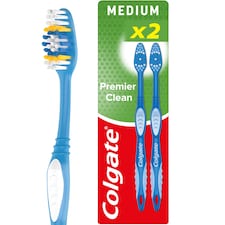 Colgate Premier Clean Medium Toothbrush 2 Pack