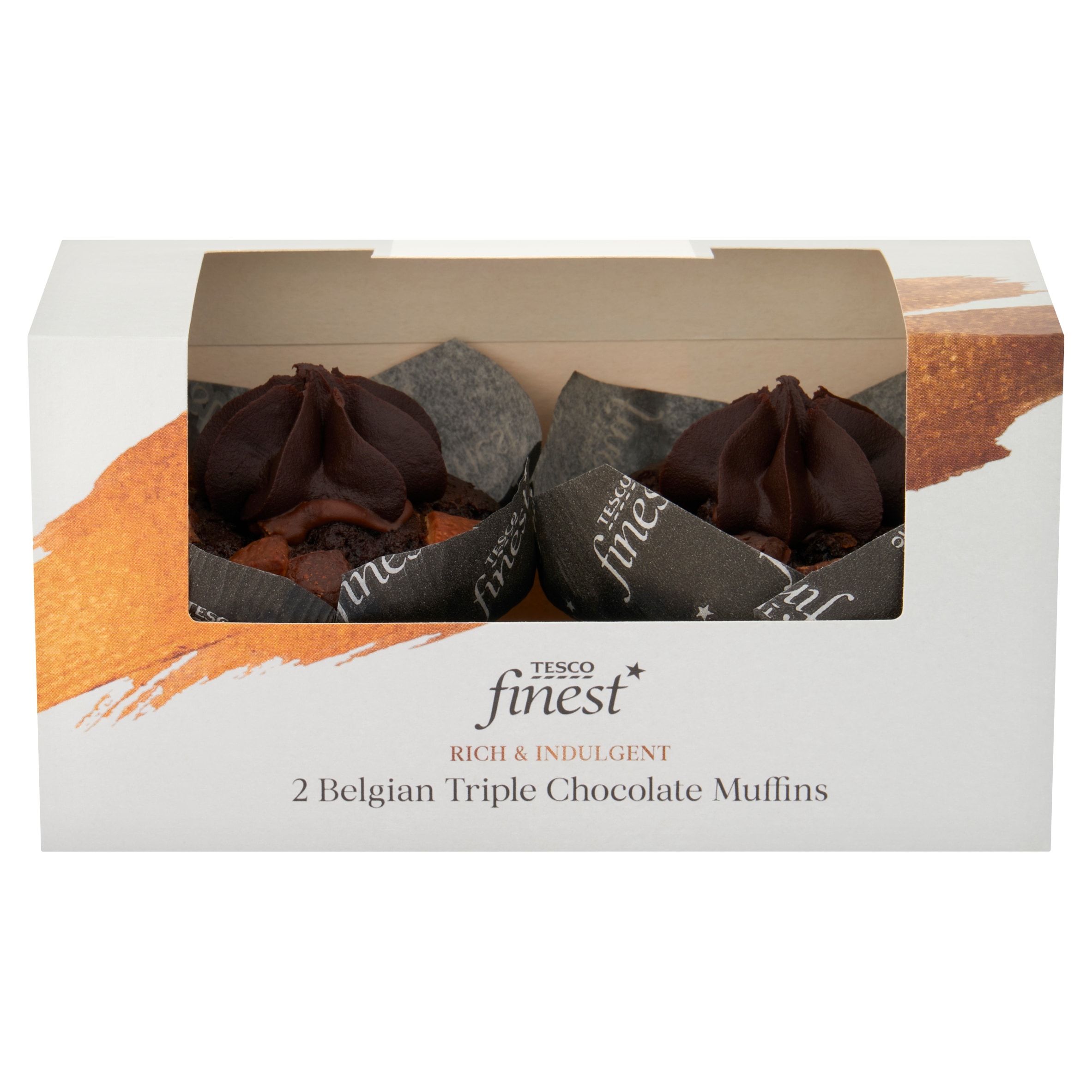 Tesco Finest Belgian Triple Chocolate Muffins 2 Pack thumbnail 2