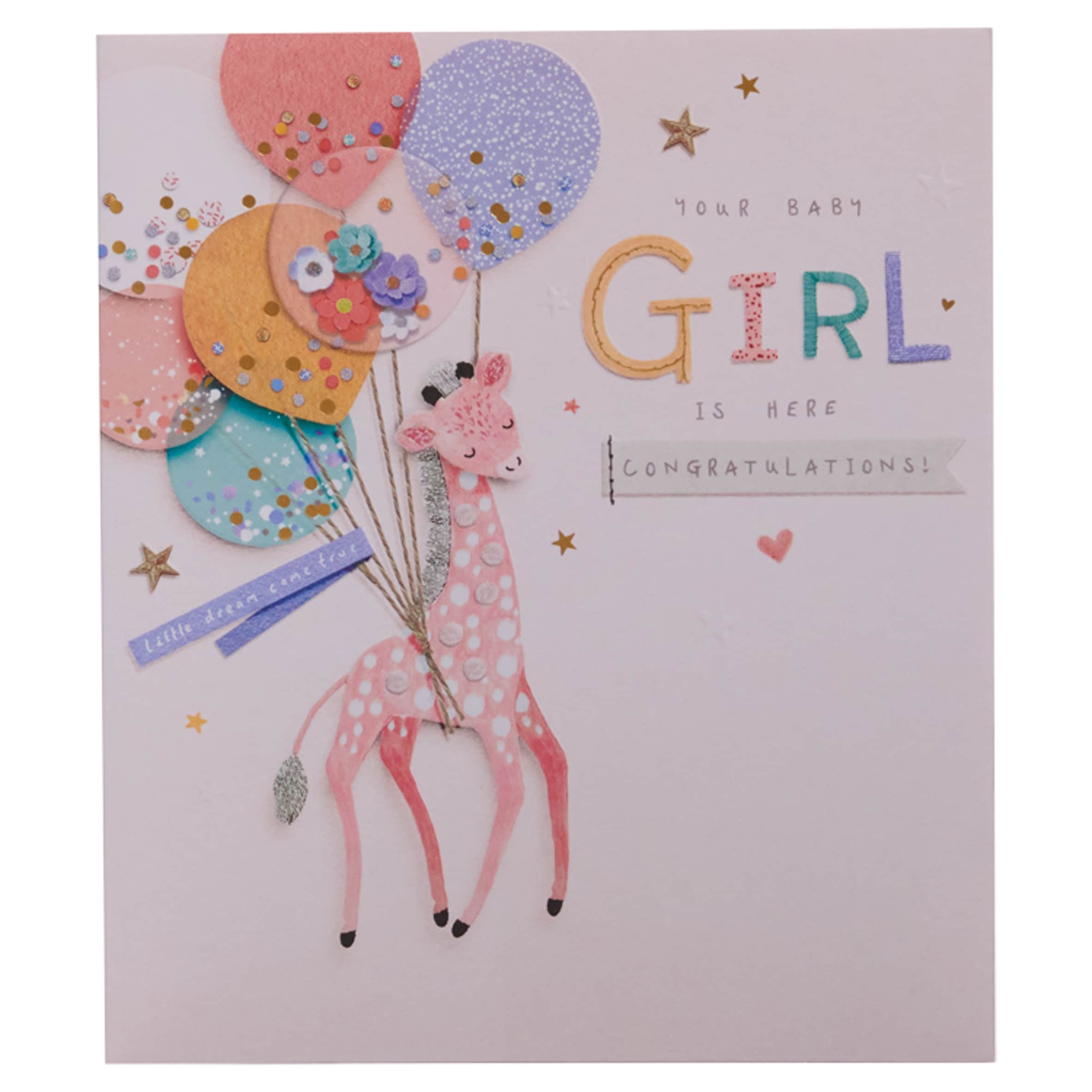 Carlton New Baby Card Baby Girl Congratulations!