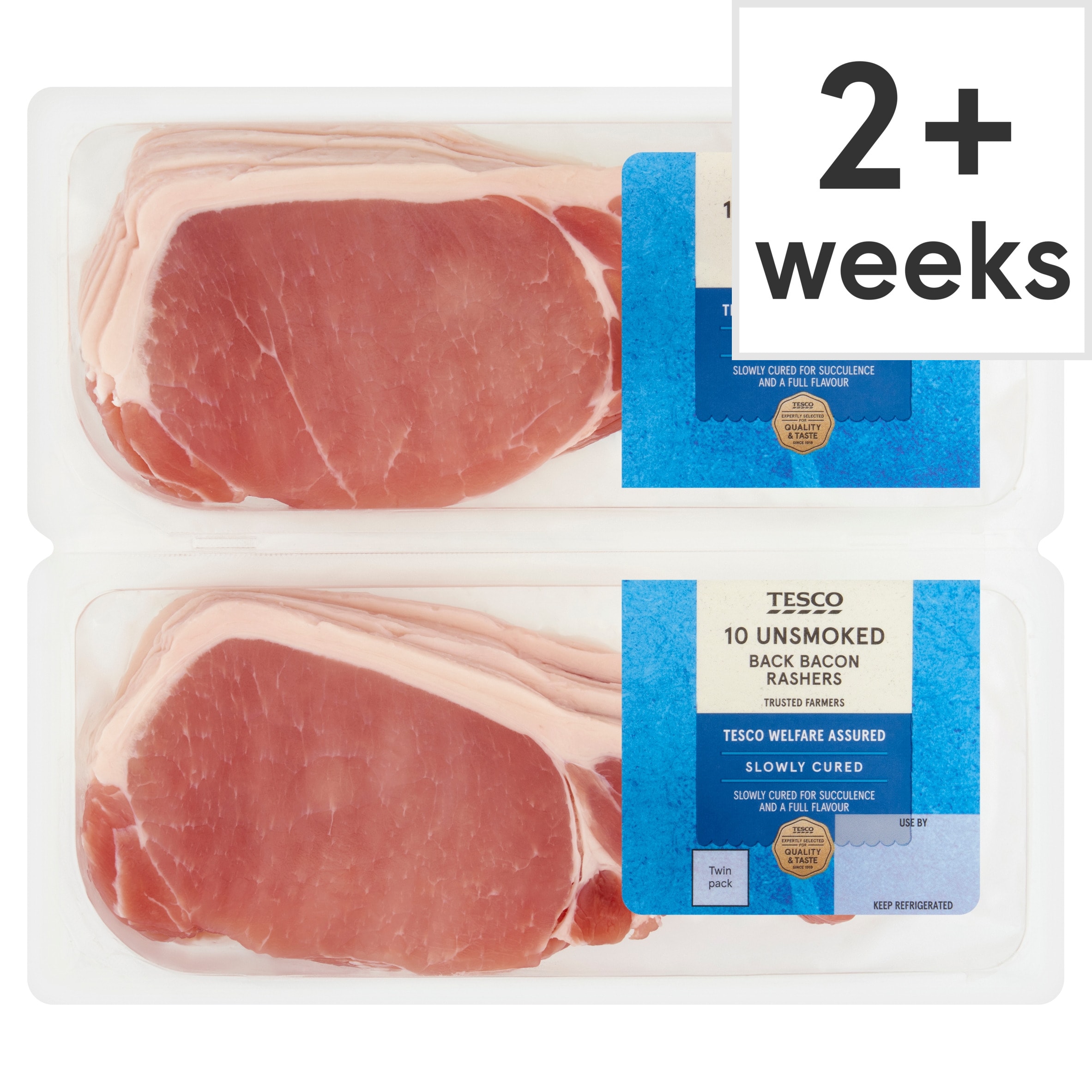Tesco 2 x 10 Unsmoked Back Bacon Rashers 600g