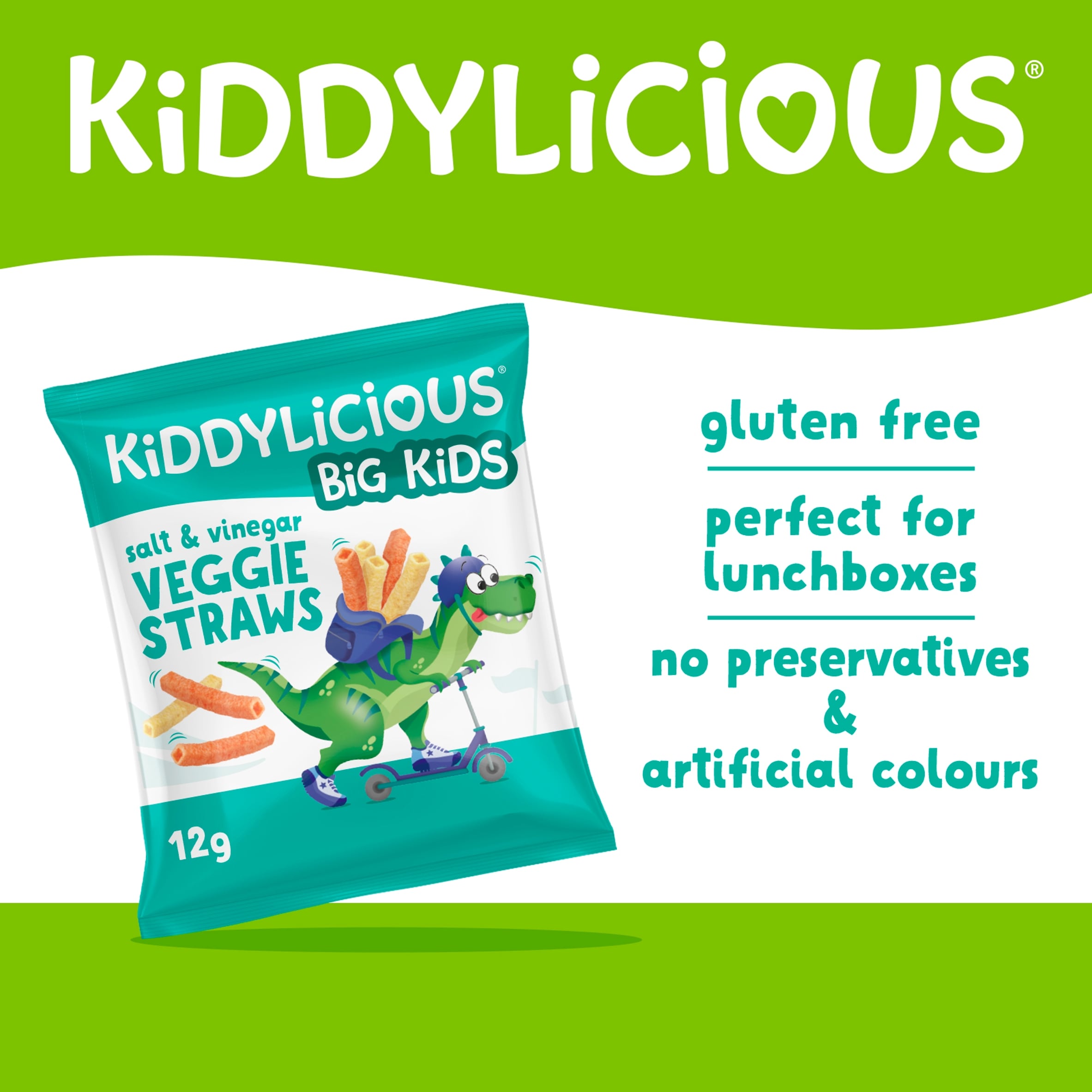 Kiddylicious Veggie Straws - Salt & Vinegar 4x12g thumbnail 2