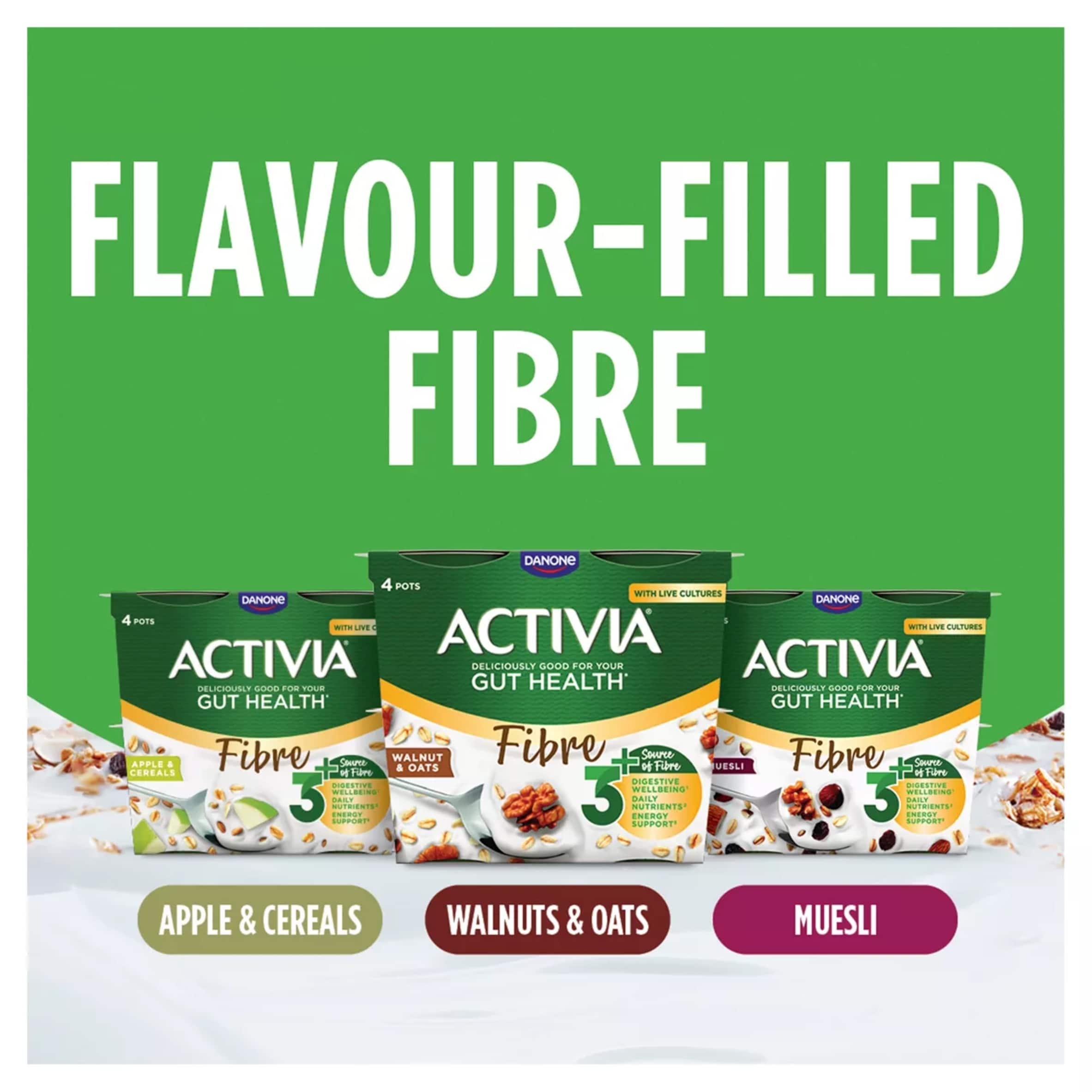 Activia Fibre Gut Health Yoghurt - Walnut & Oat 4x115g thumbnail 5