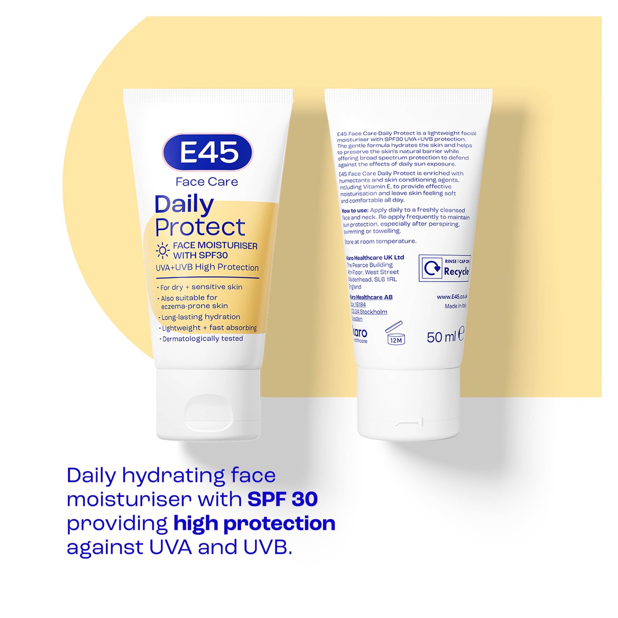 E45 Daily Protect Face Moisturiser Cream SPF30 For Dry Skin 50ml thumbnail 2