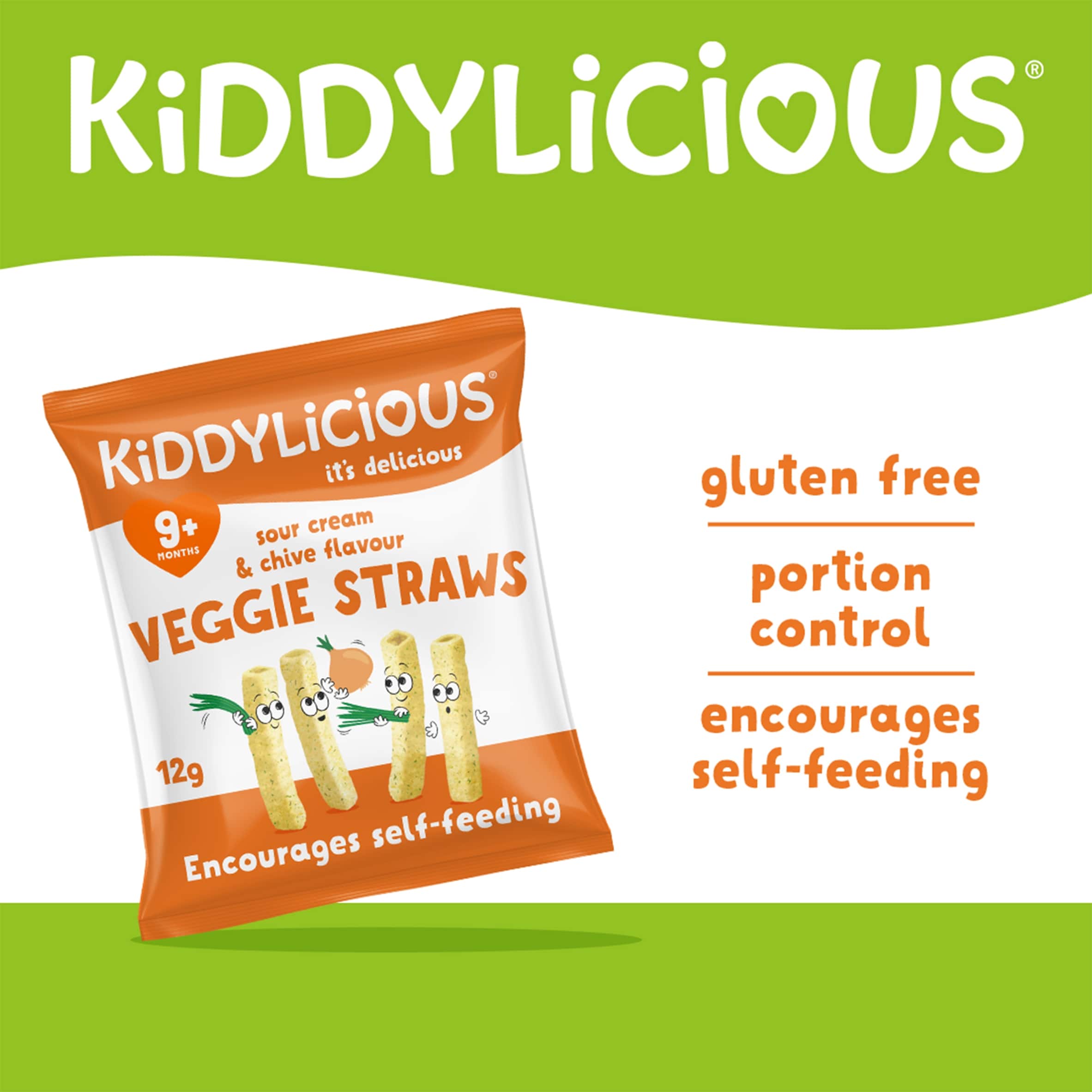 Kiddylicious Sour Cream & Chive Straws 4 X 12G thumbnail 2