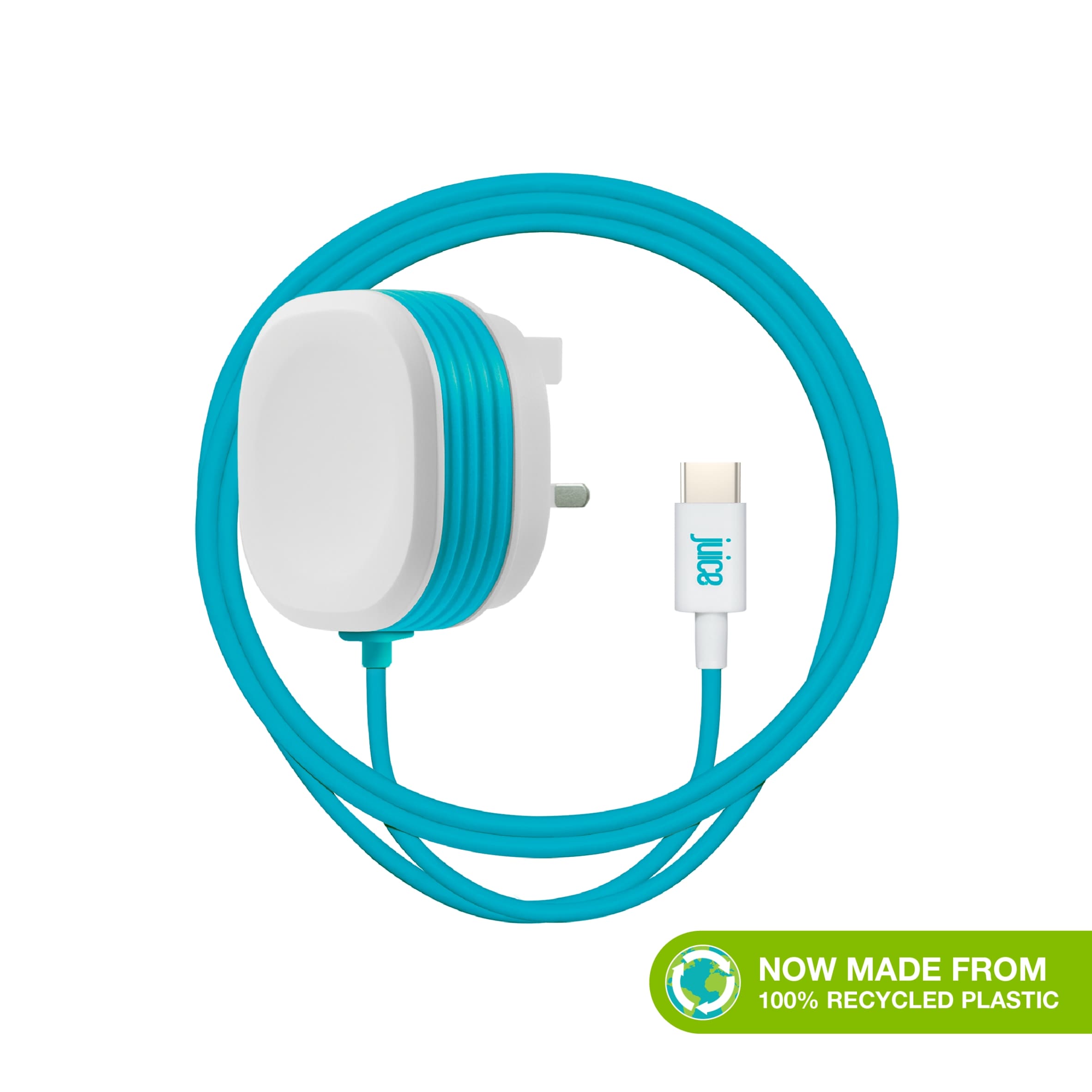 Juice 25W Mains Home Charger Plug With Integrated USB C Phone Charger Cable 1.5M White thumbnail 2