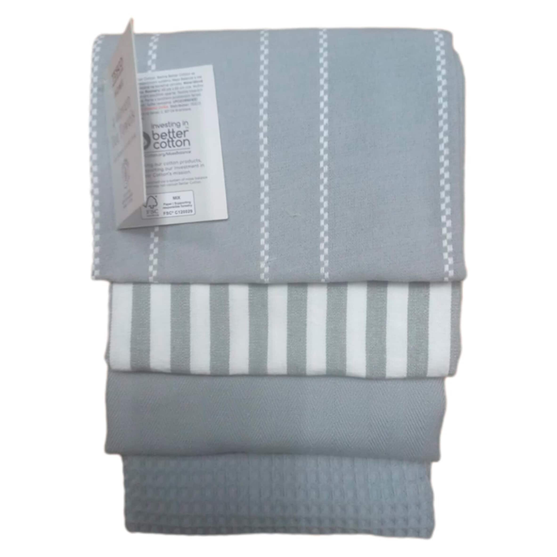 Tesco Grey Dobby Tea Towel 4pk