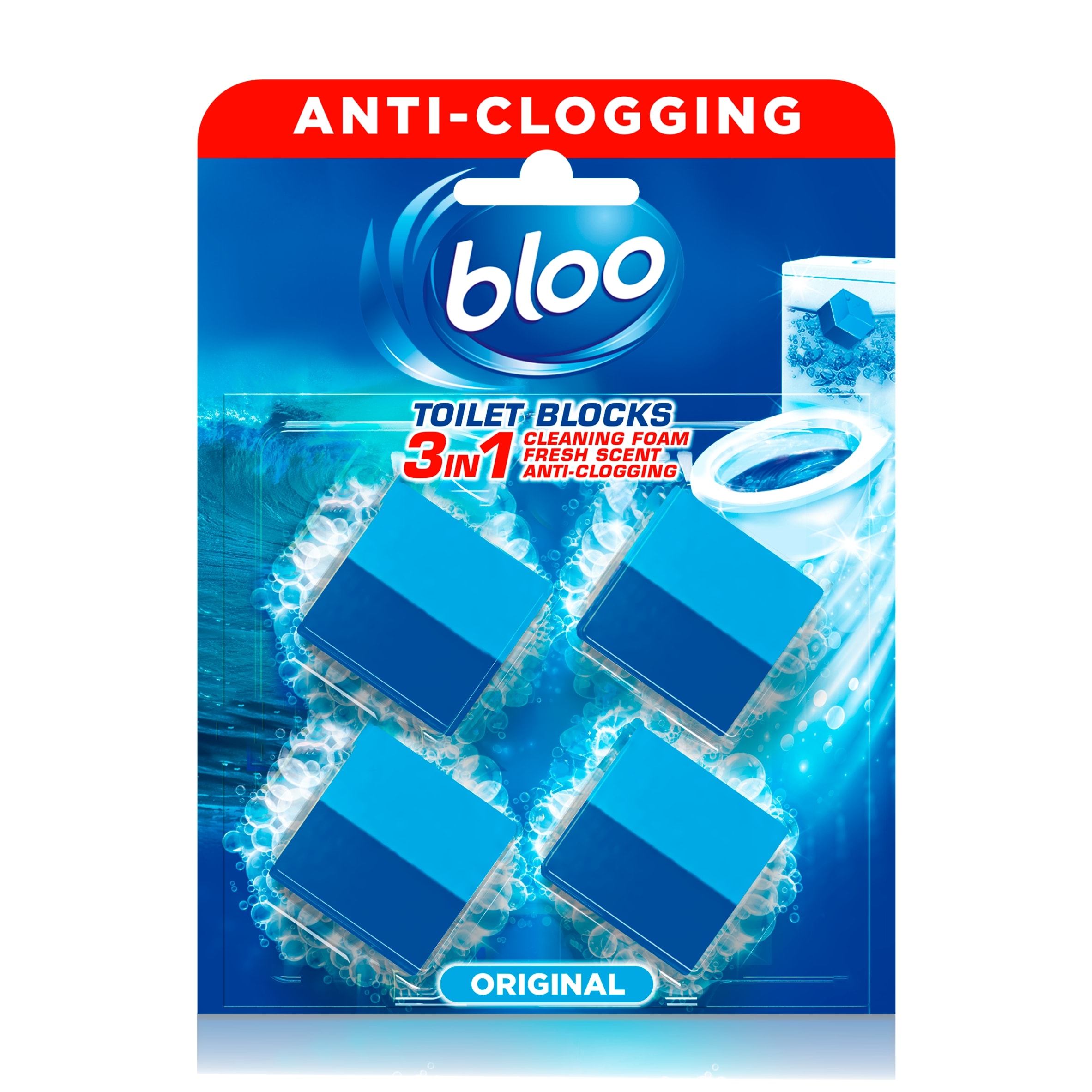 Bloo  2in1 In-Cistern Original Blue Toilet Blocks 4 x 50g (200g) thumbnail 2