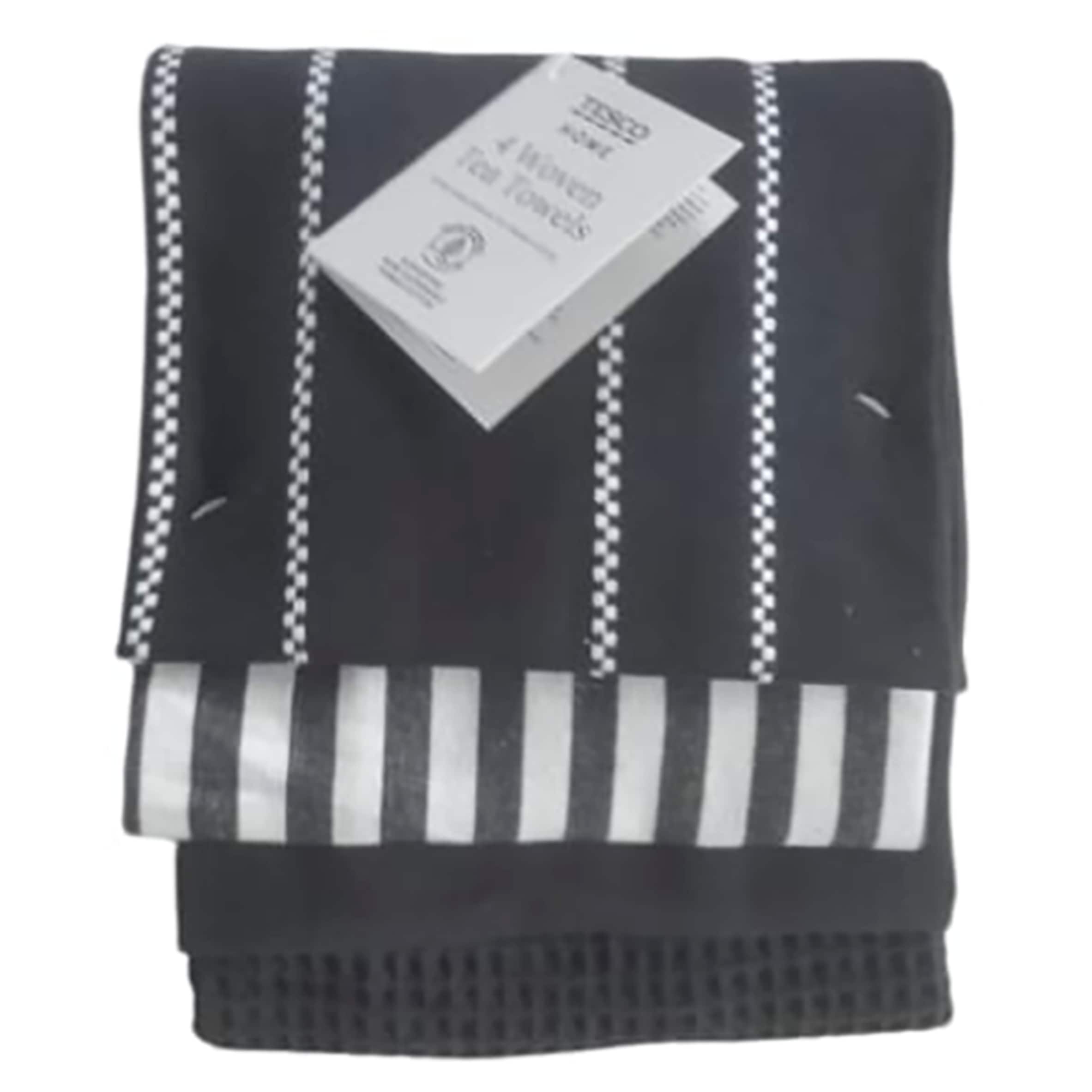 Tesco Black Dobby Tea Towel 4pk