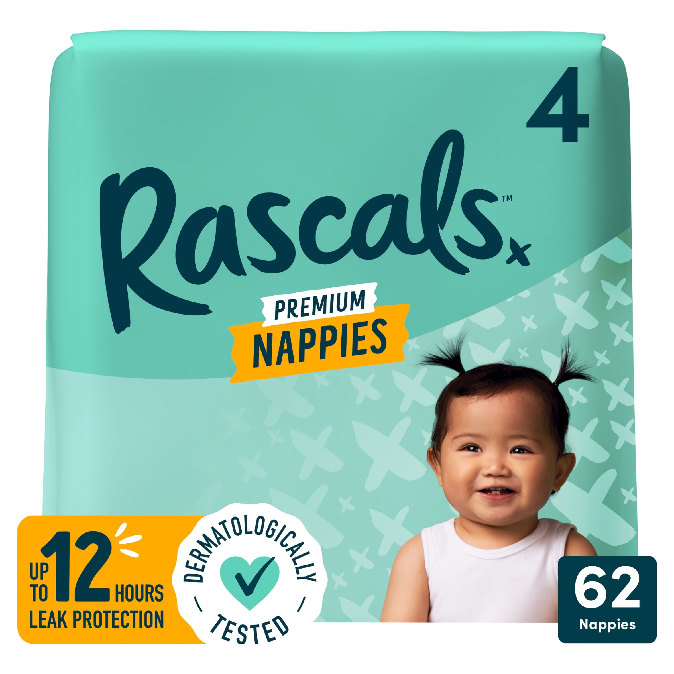 Rascals Premium Nappies Size 4 62 Pack