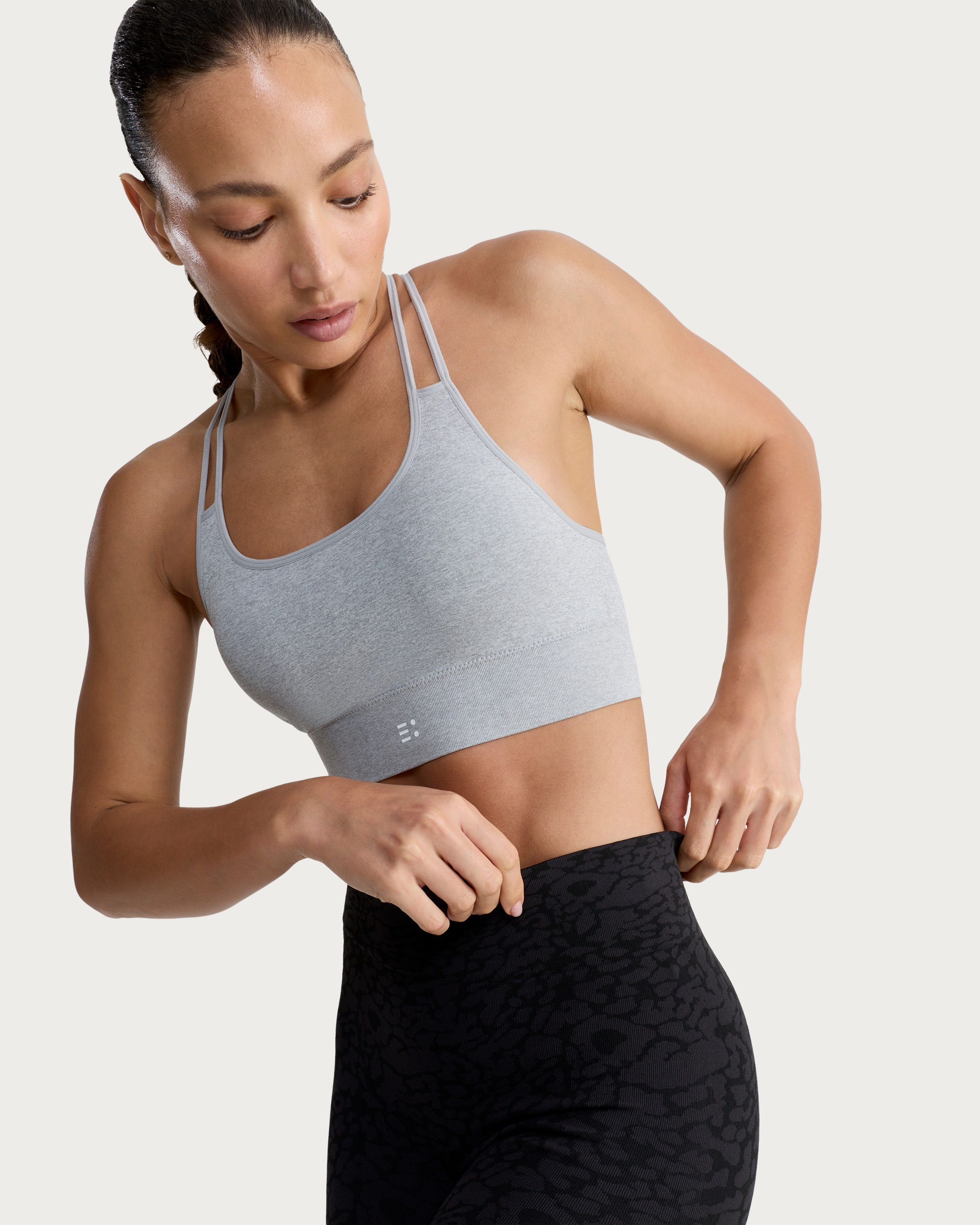 F&F Active 2-Pack Strappy Light Support Sports Bra in White thumbnail 3