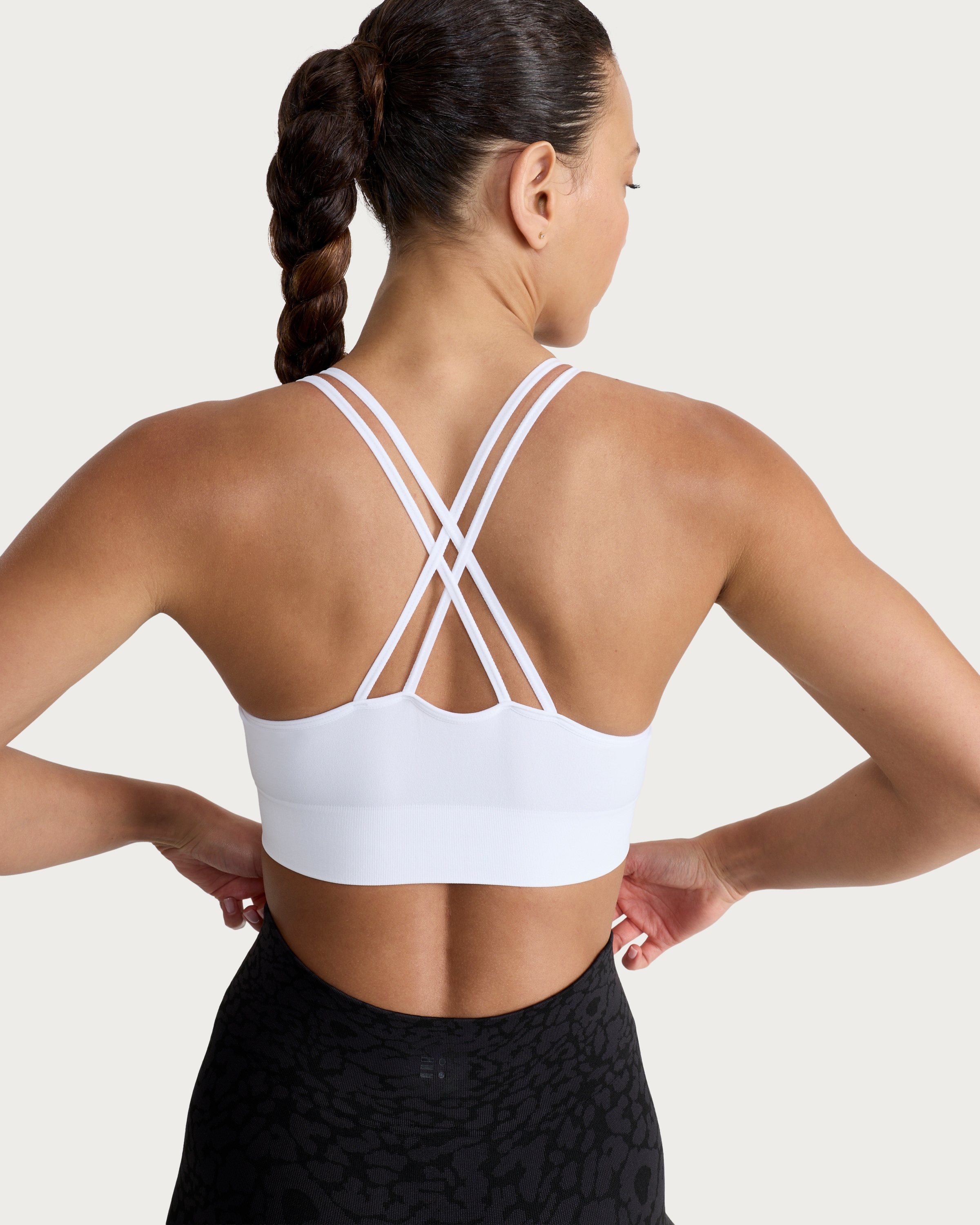 F&F Active 2-Pack Strappy Light Support Sports Bra in White thumbnail 5