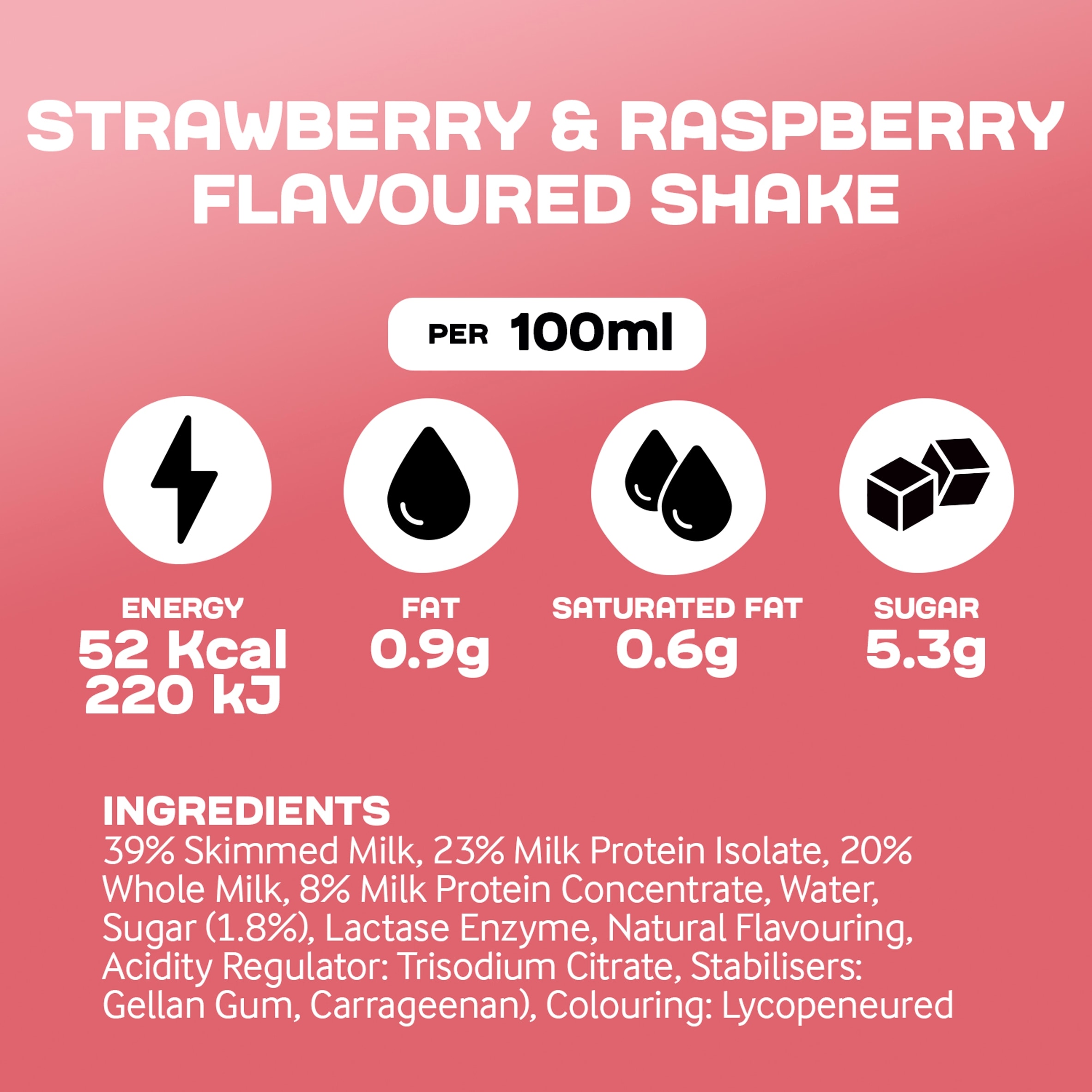 Arla Protein Strawberry and Raspberry Flavoured Milk Shake 482ml thumbnail 4