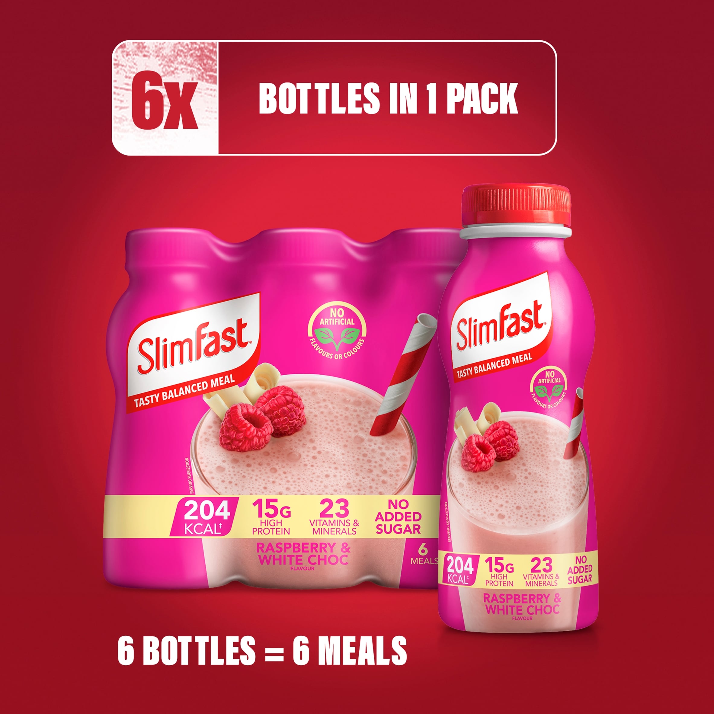 SlimFast Meal Replacement Shake - Raspberry & White Chocolate 6 x 325ml thumbnail 4