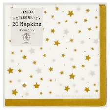 Tesco Party Time Napkin 33Cm 3Ply 20 Pack