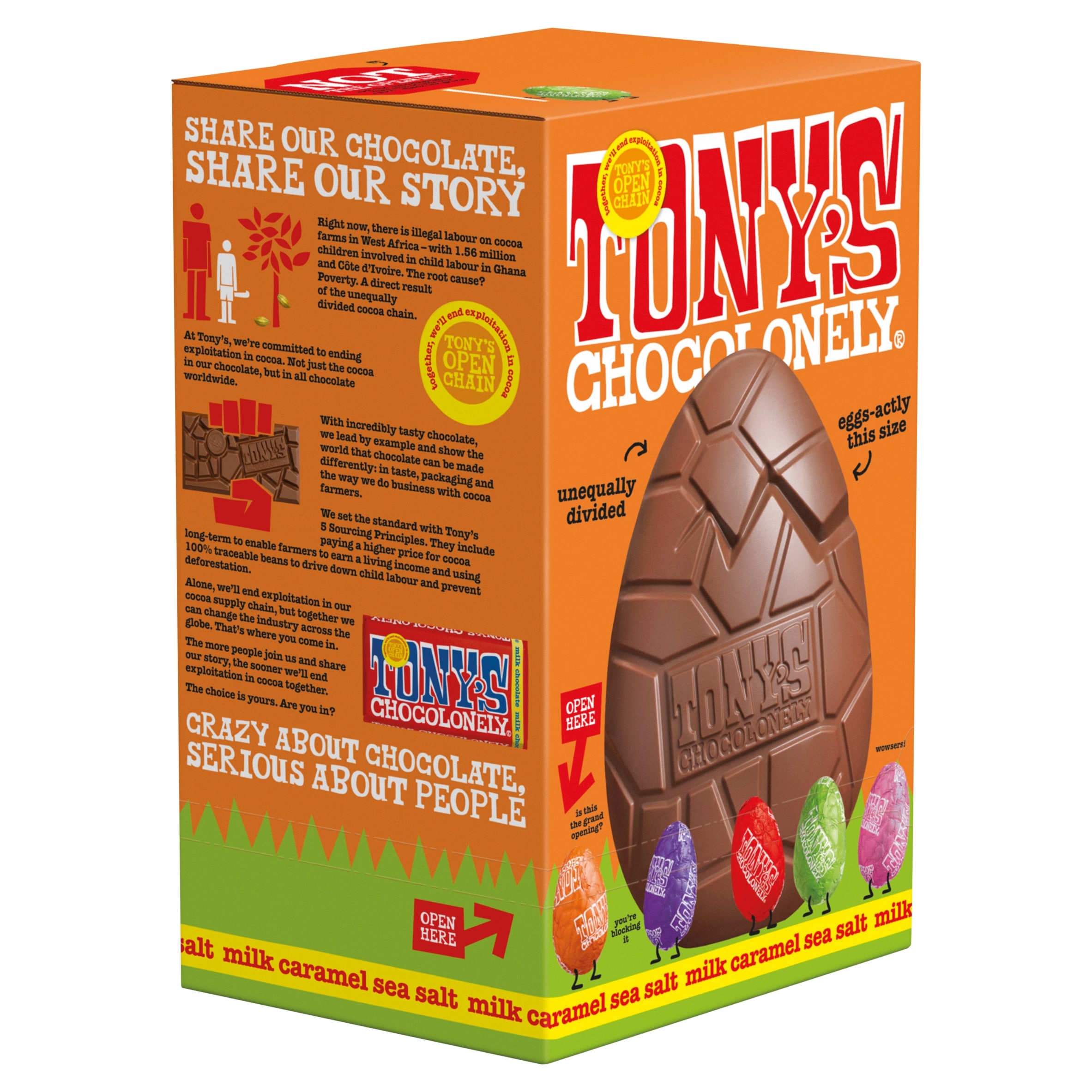 Tony's Chocolonely Milk Chocolate Caramel Sea Salt Easter Egg 242g thumbnail 4