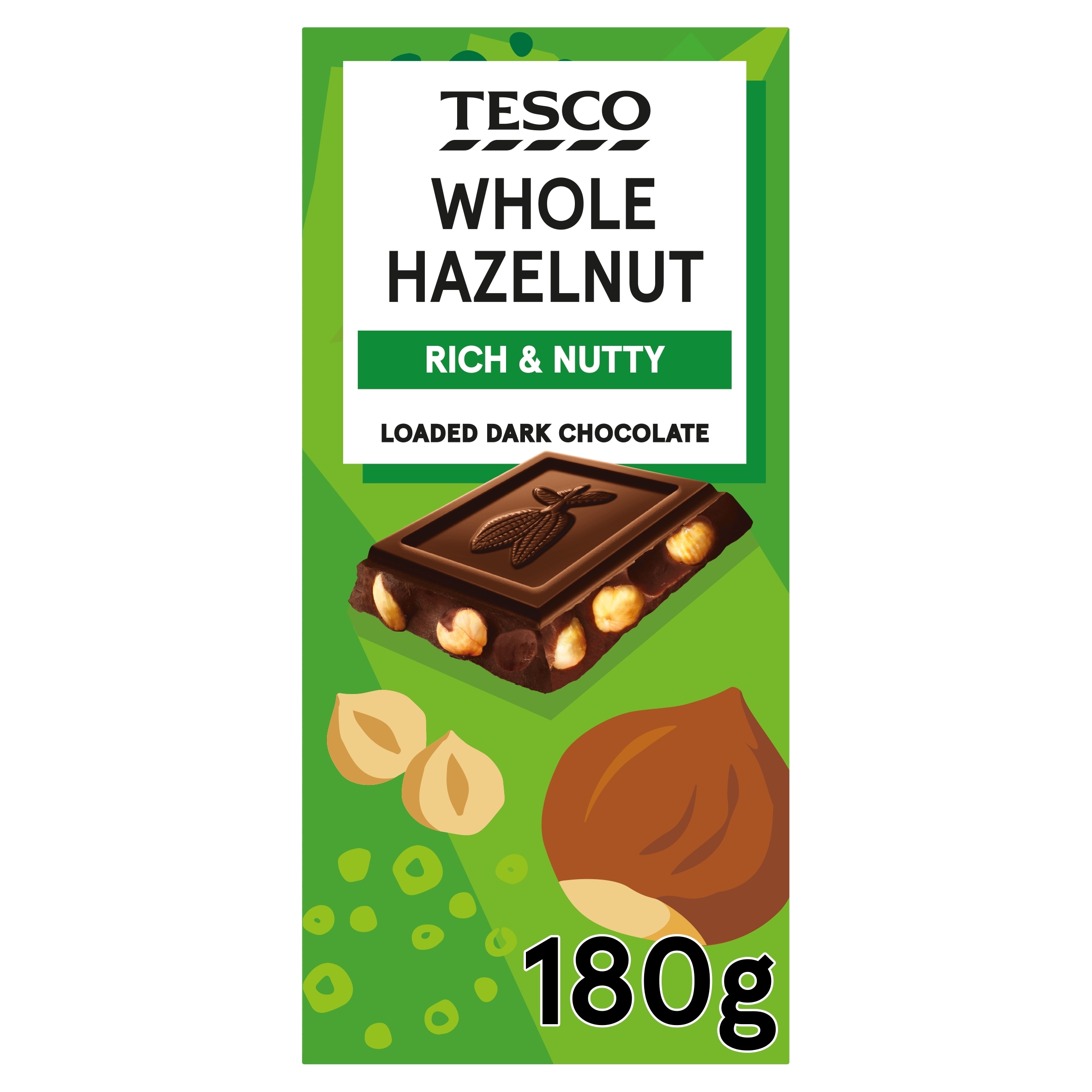 Tesco Whole Hazelnut Loaded Dark Chocolate 180g