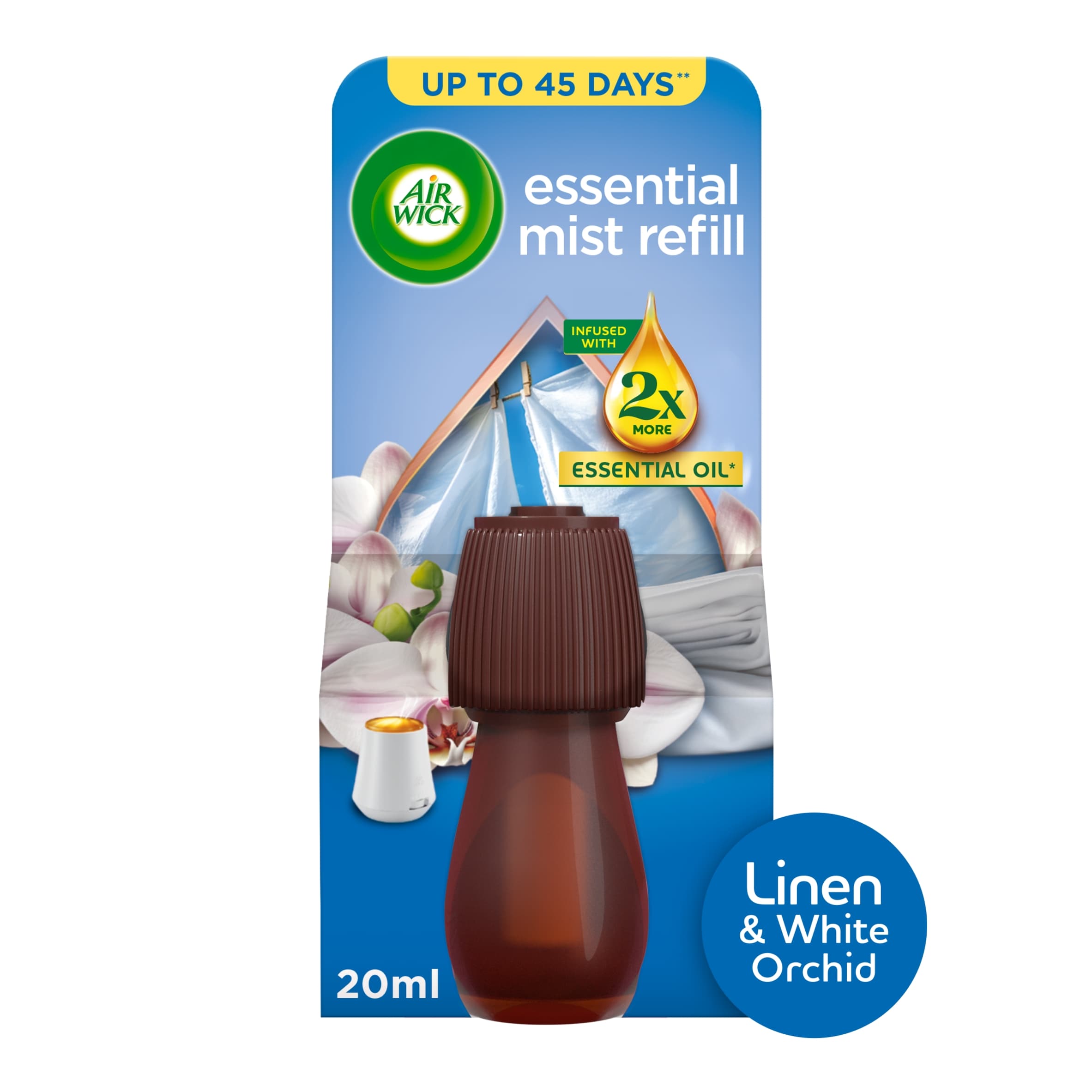 Air Wick Essential Mist Refill Linen & White Orchid Air Freshener 20ml