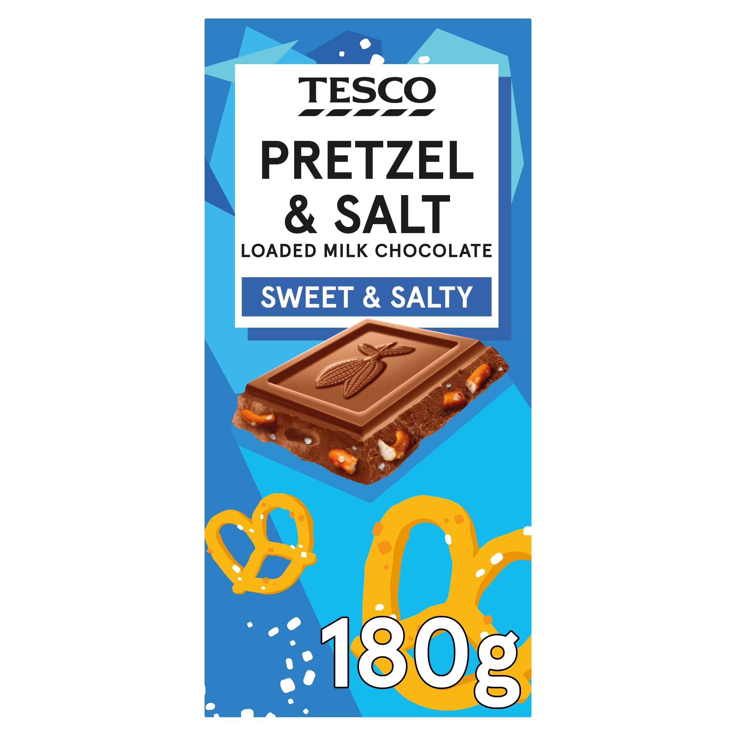 Tesco Pretzel & Salt Loaded Milk Chocolate 180g