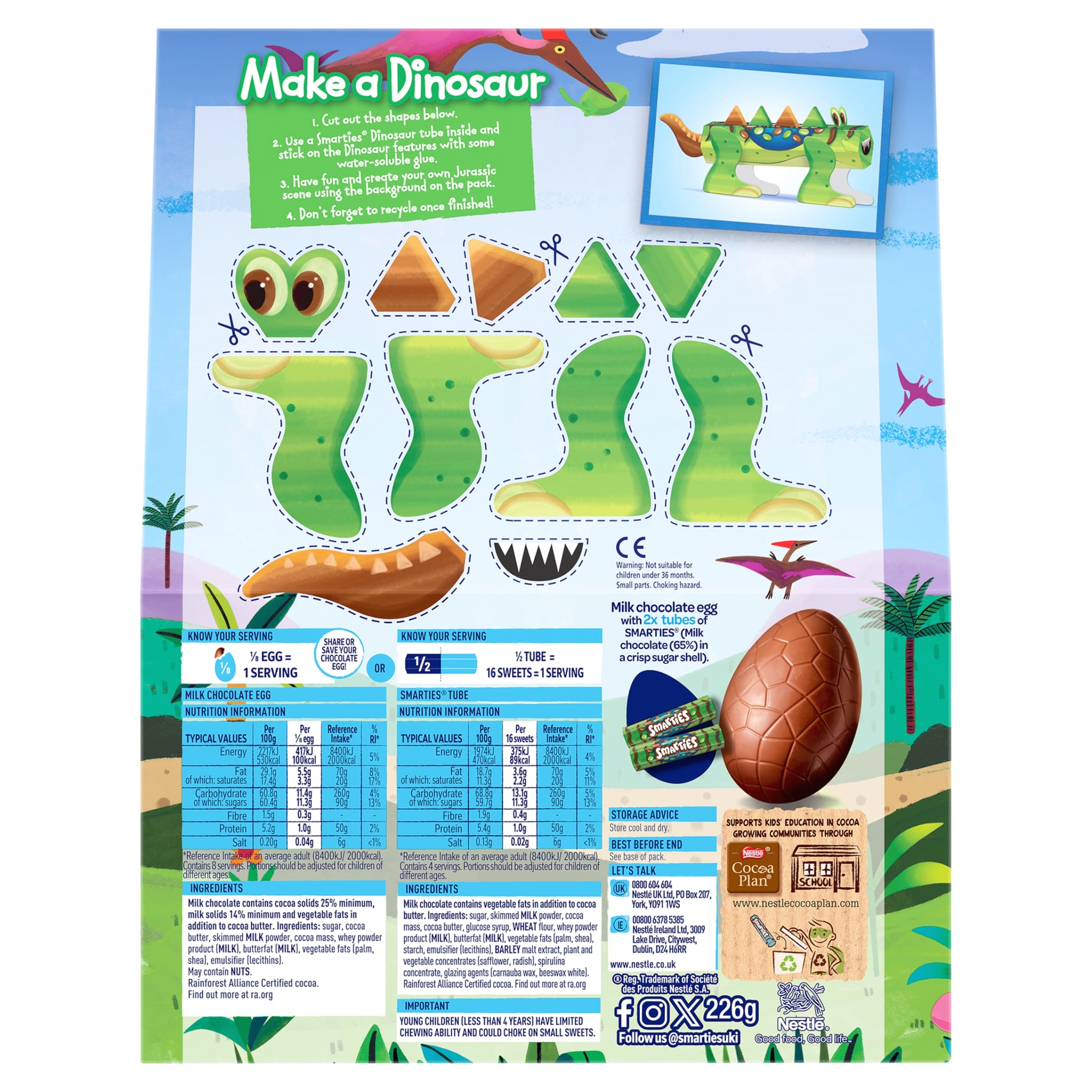 Smarties Dinosaur Milk Chocolate Giant Easter Egg 226g thumbnail 3