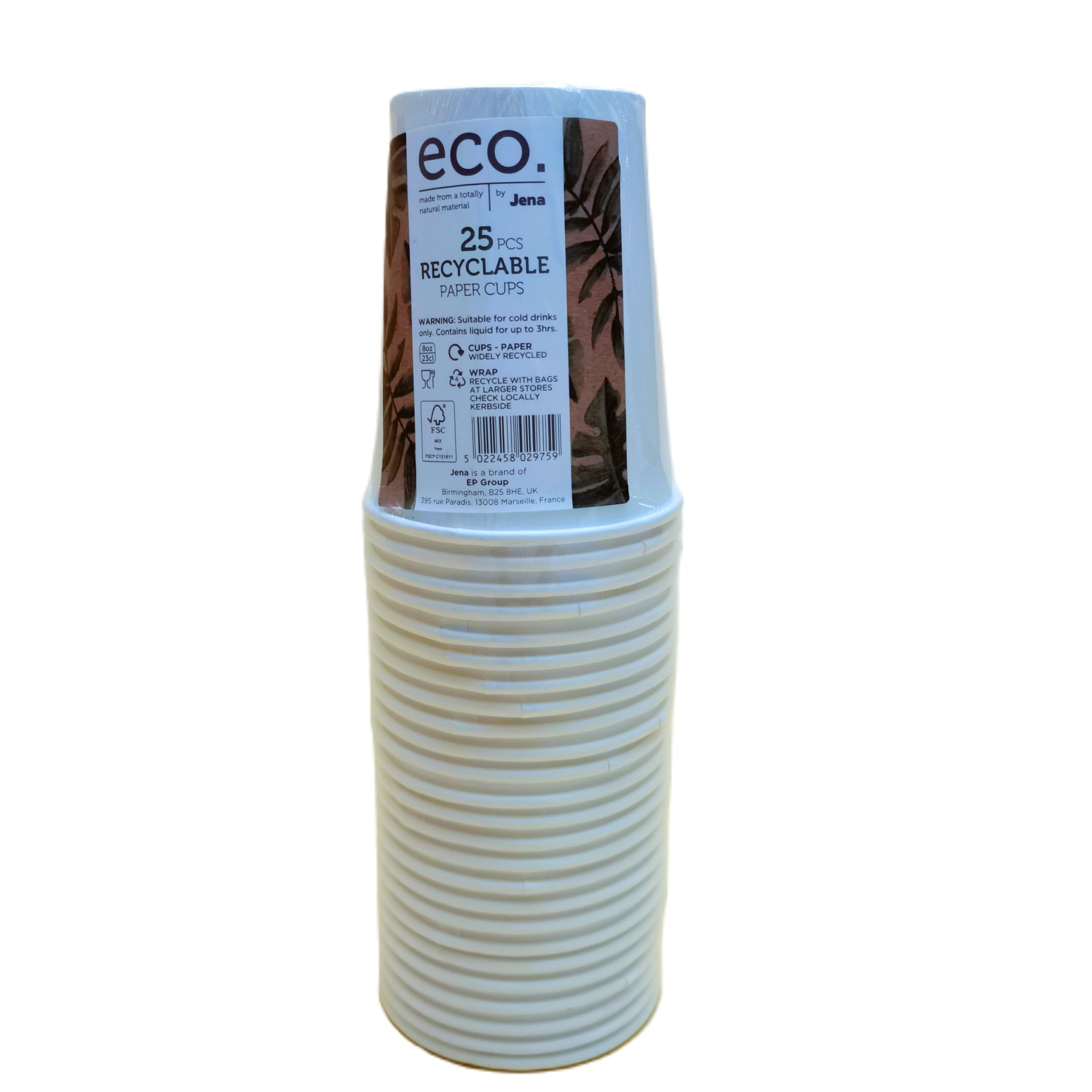 Jena Paper Recyclable Cups 8oz 25PK