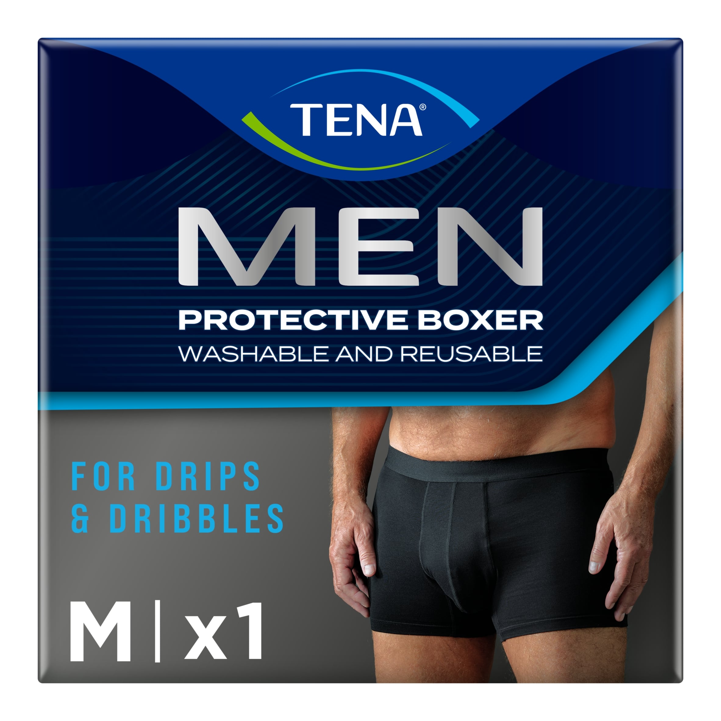 TENA MEN Washable Incontinence Boxer Black Size Medium